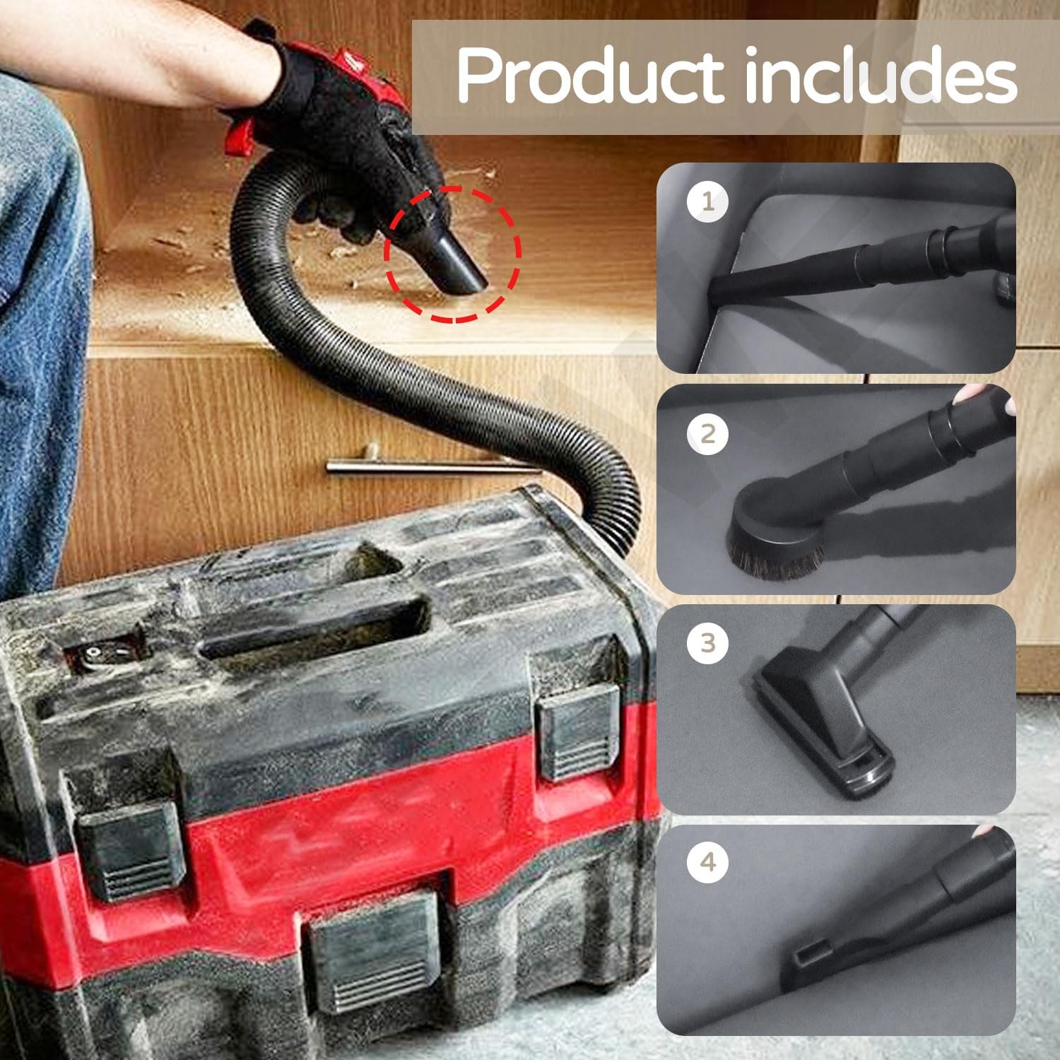 Vac Hose Assembly with Universal Adapter Kit for Milwaukee M18 Vacuum Dust Debri