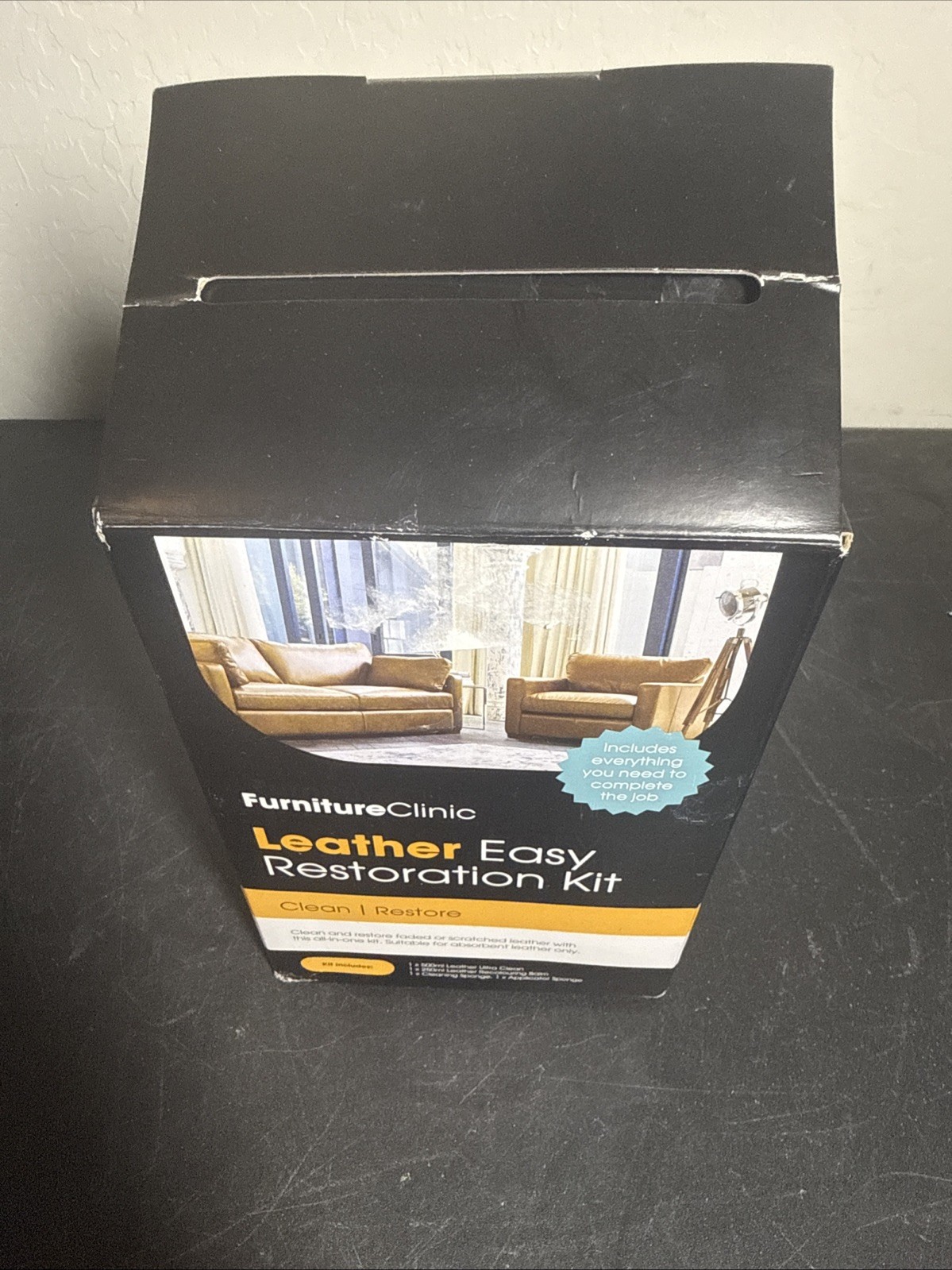 Furniture Clinic Leather Easy Restoration Kit Light Grey Clean Restore No Sponge