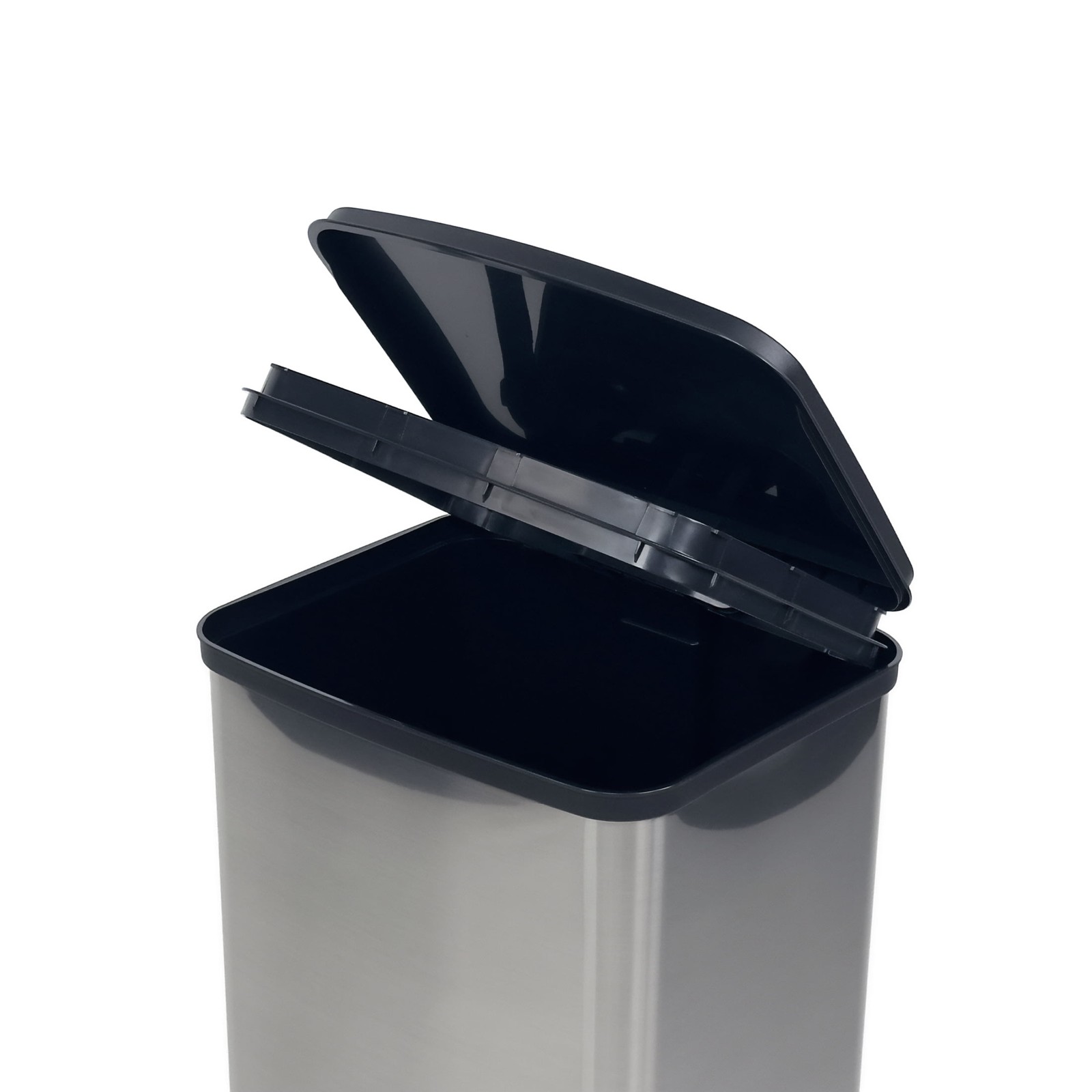 Mainstays Kitchen Trash Can, 13.2 Gallon Plastic Step Garbage Bin with Lid, Sil
