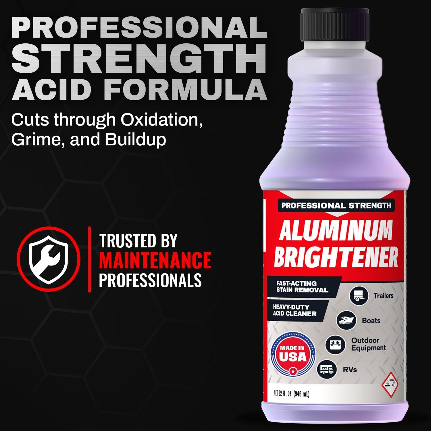 Concentrated Aluminum Brightener & Cleaner – Makes 4 Gallons – Removes Oxidation