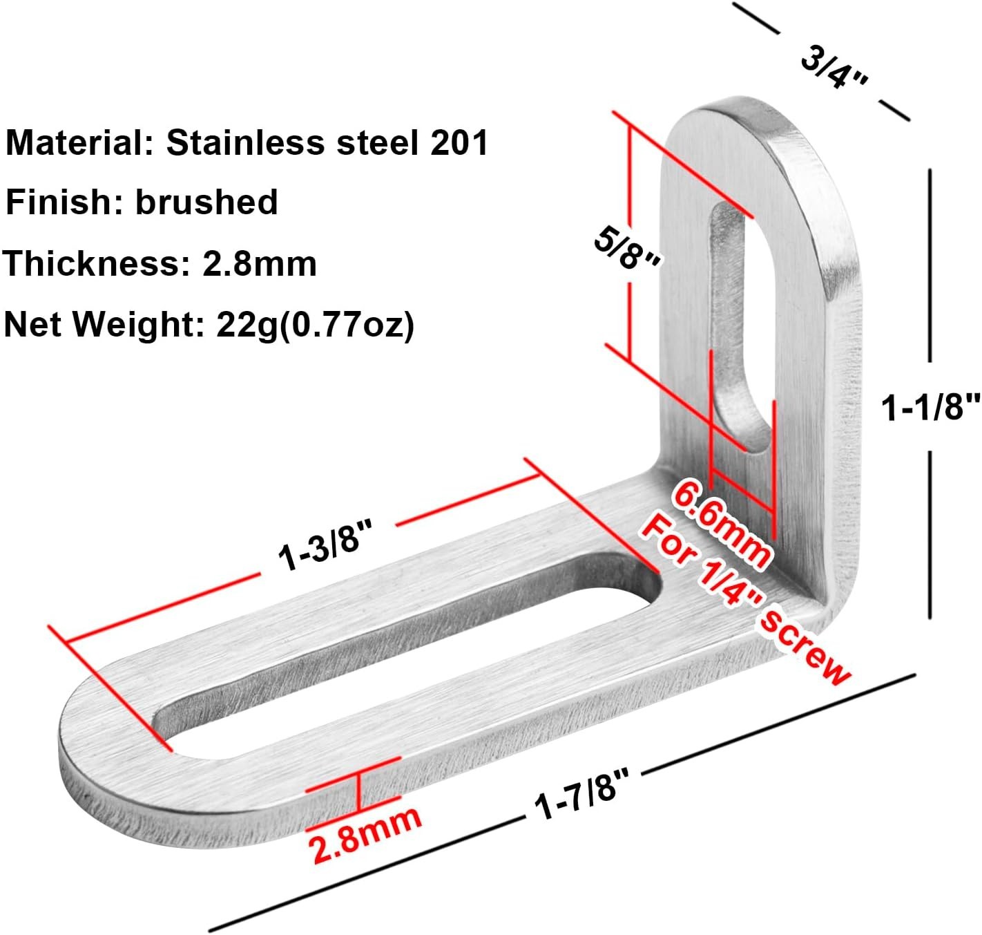 20 Pcs 1-7/8″L x 3/4″ W x 1-1/8″H Slotted Corner Brace Adjustable L Angle Bra…
