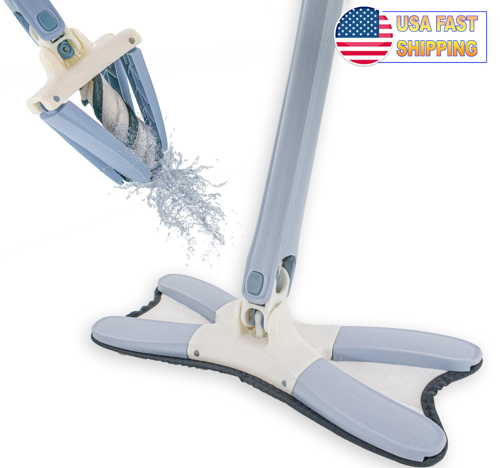 360 X Floor Mop Hands Free Self Wringing Reusable Wet & Dry Microfiber Rotatable