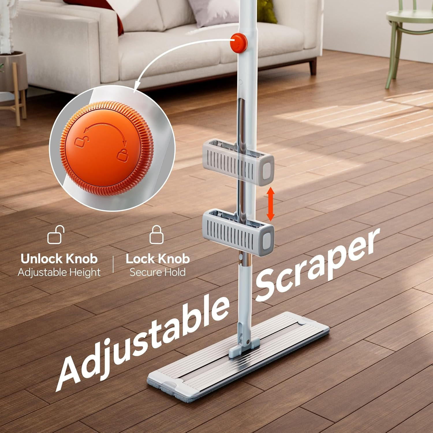 Self Wringing Flat Mop 360 Spin Head Microfiber Floor Cleaner 4 Pads No Bucket