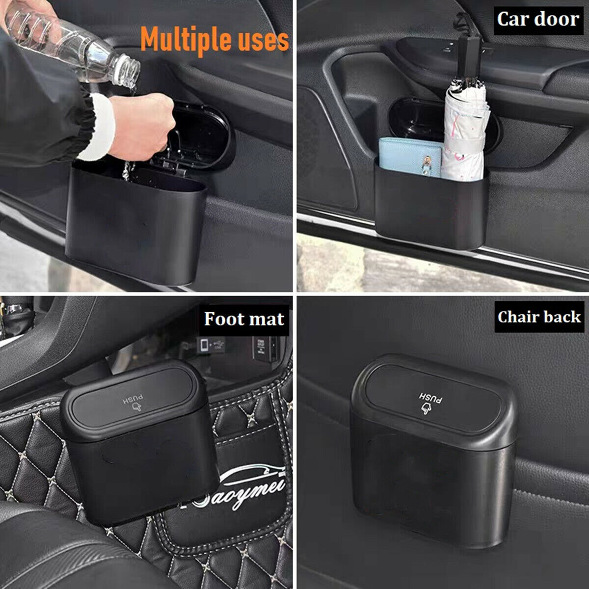 Mini Car Trash Can Bin with Lid Car Garbage Trash Can Storage Car Accessories