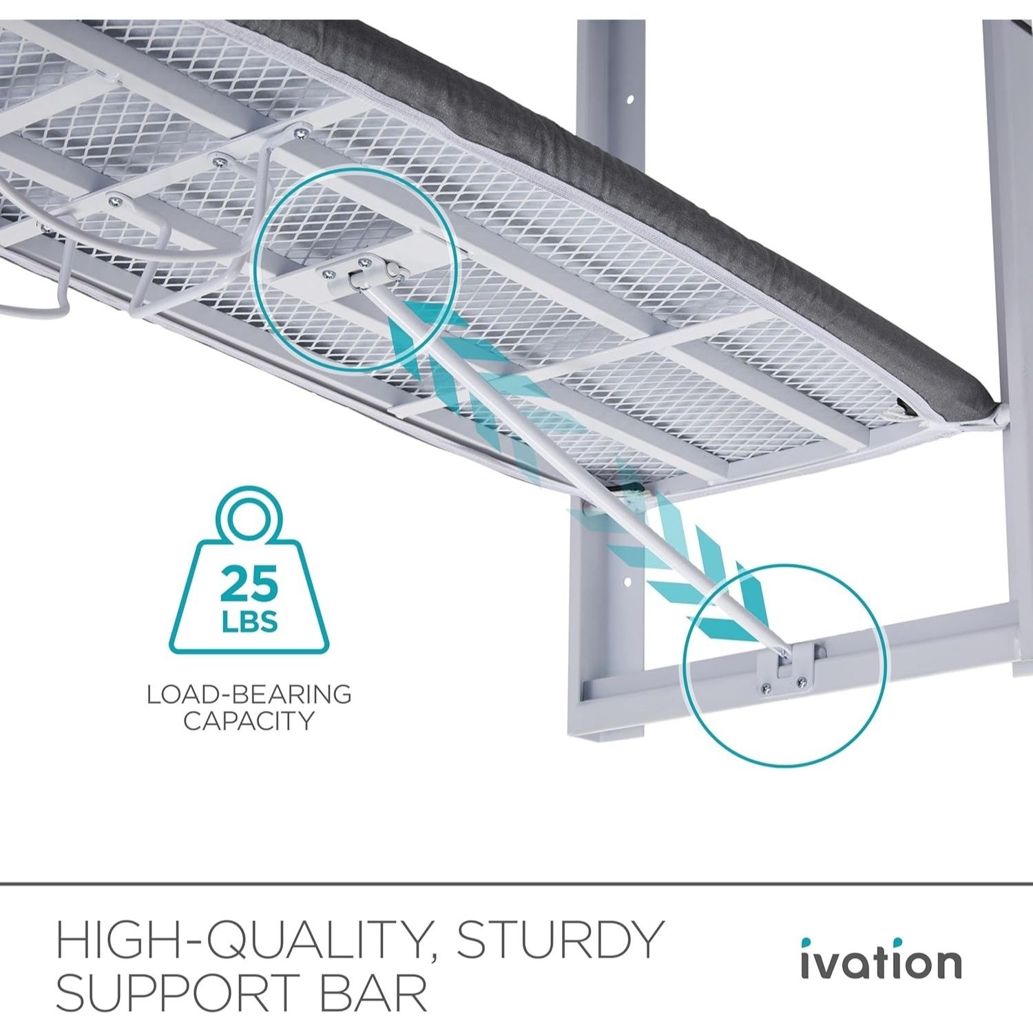 Ivation Wall Mounted Ironing Board Foldable 36×12 Sturdy Station Cover Holder