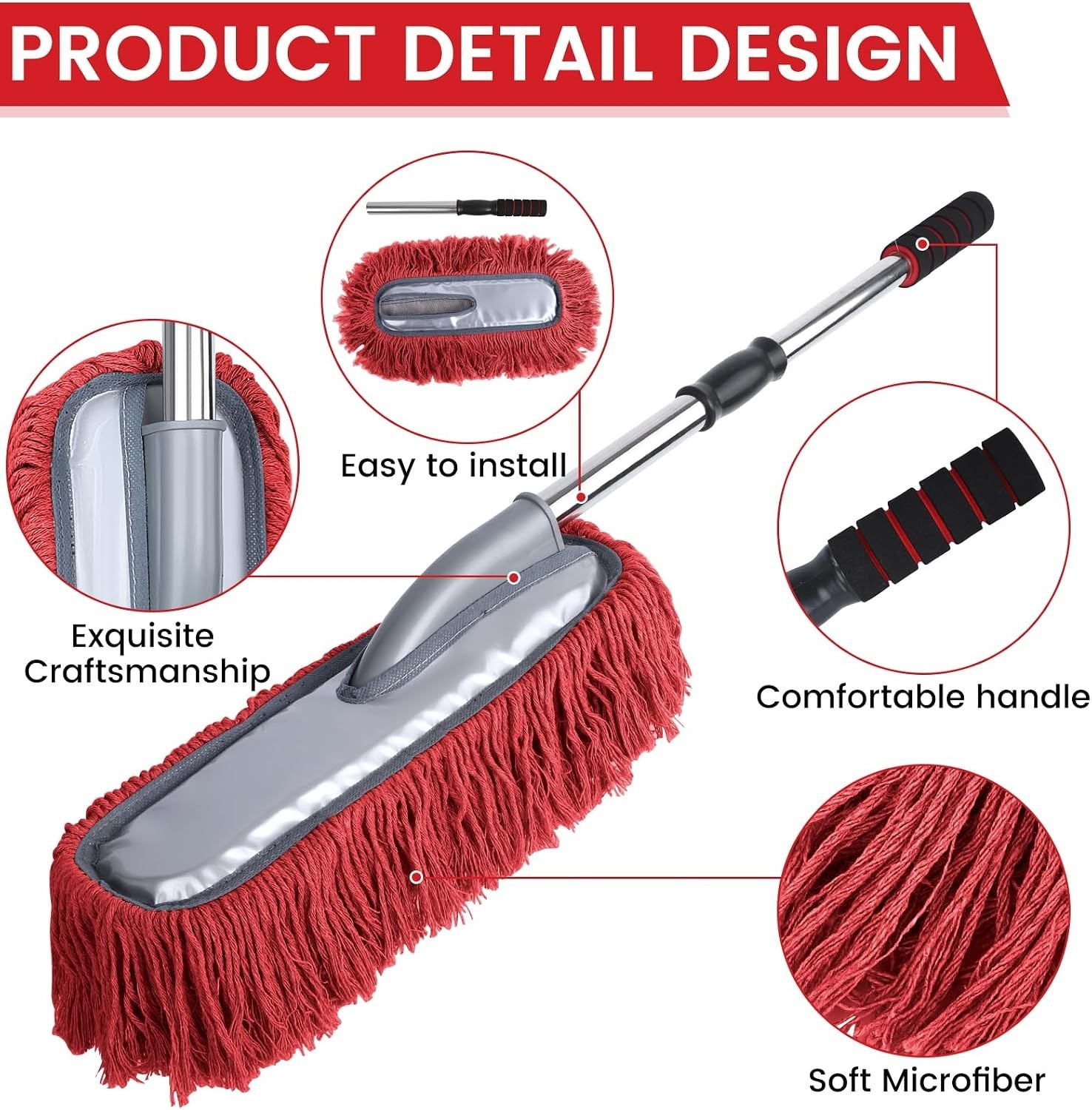 2 Pack Large Car Duster Exterior Scratch Free with Extendable Handle and Car …