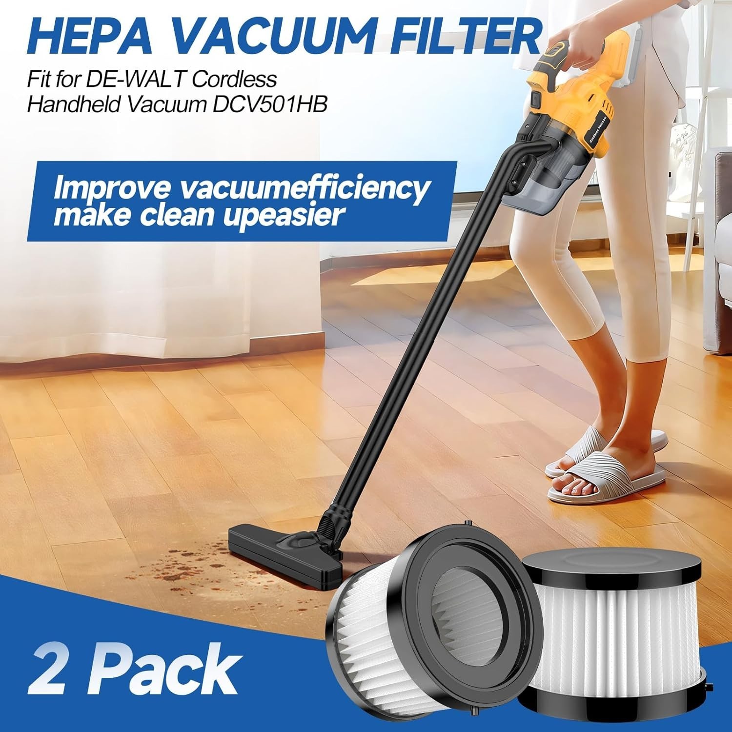 High-Efficiency 2-Pack HEPA Filters for Handheld Vacuums – Reusable Design