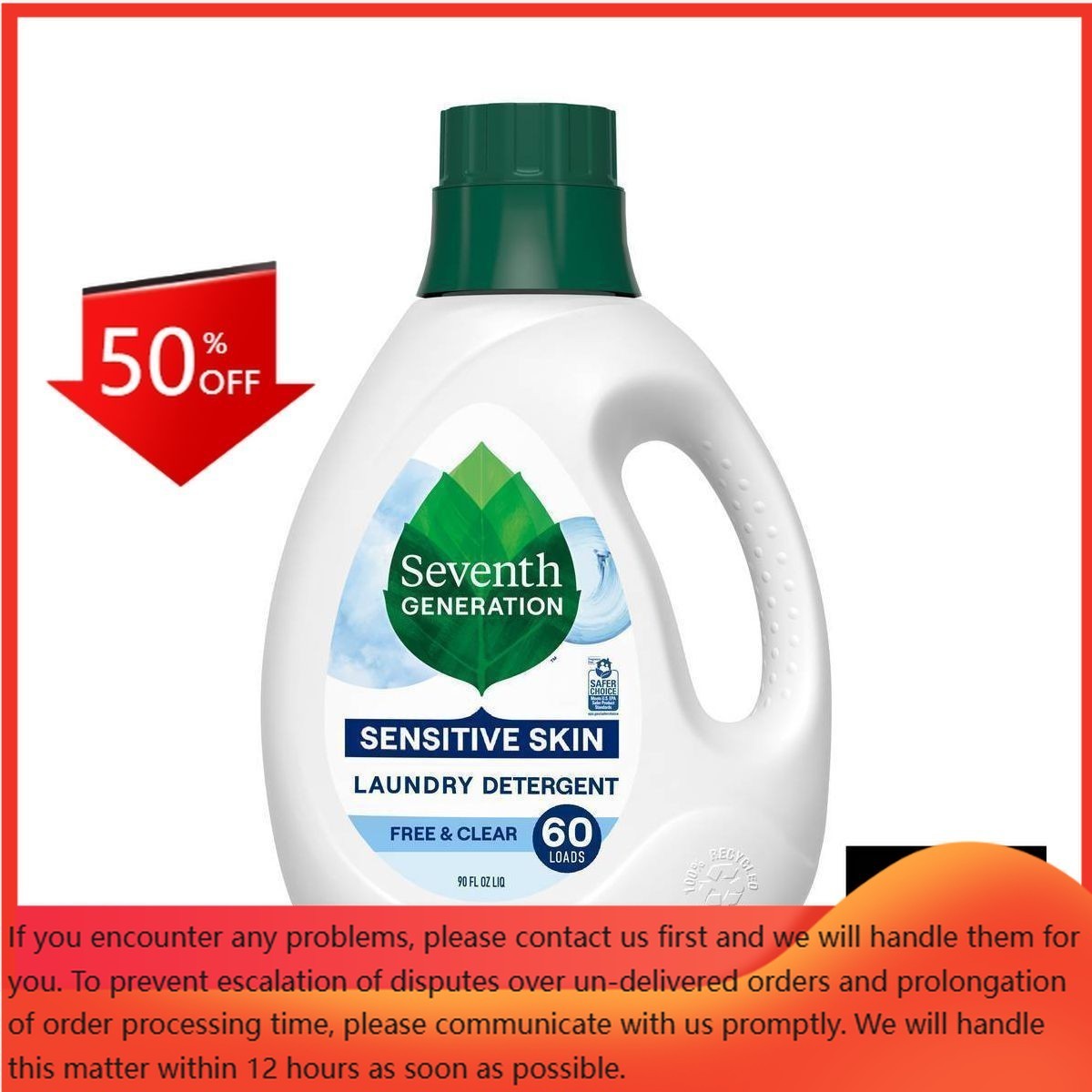 Seventh Generation Liquid Laundry Detergent – Free & Clear – 90 fl oz