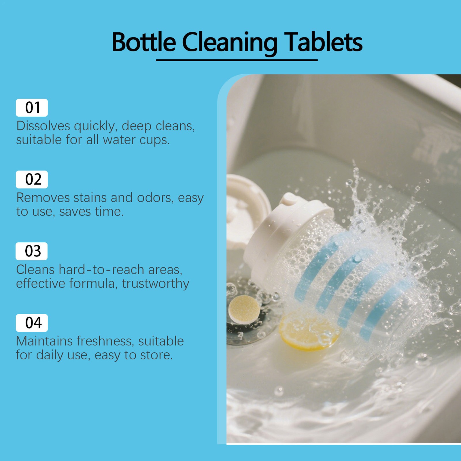 `Water Bottle Cleaning Tablets 12pack Chlorinefree And Odorless Cleaner