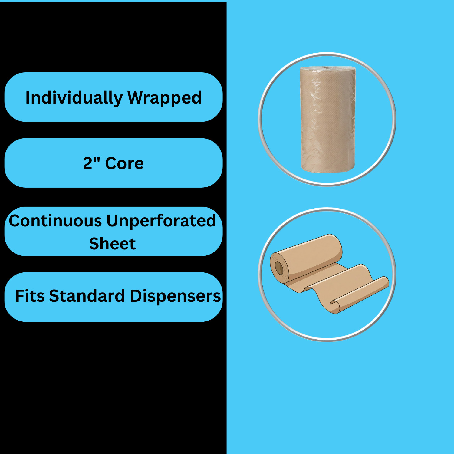 7.87″ x 300′ Kraft Paper Towel Roll – 1 Ply (2″ Core) – 12 Rolls/Case – 1 Case