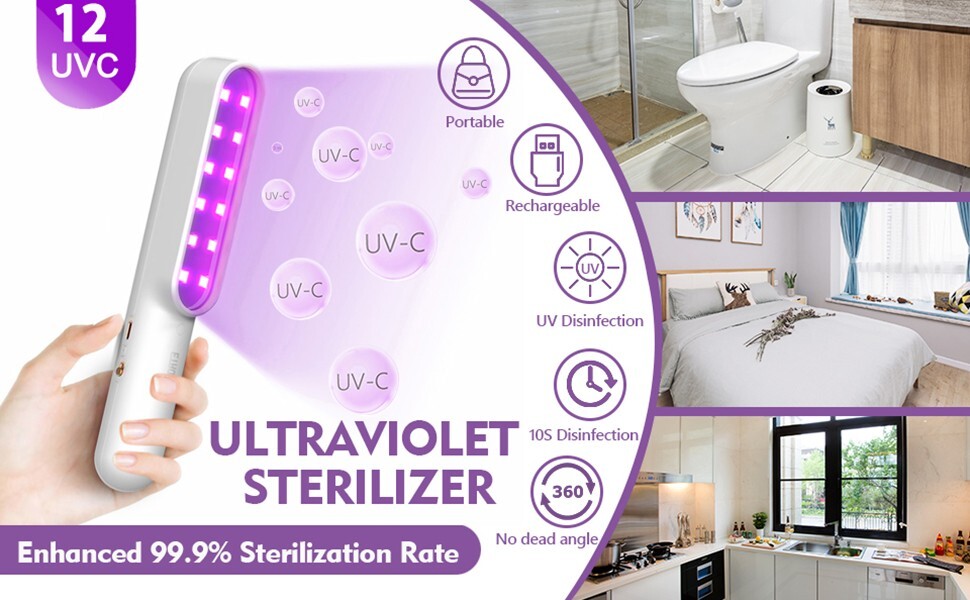 UVC LED Handheld Wand Rechargeable for Home, Office, Travel