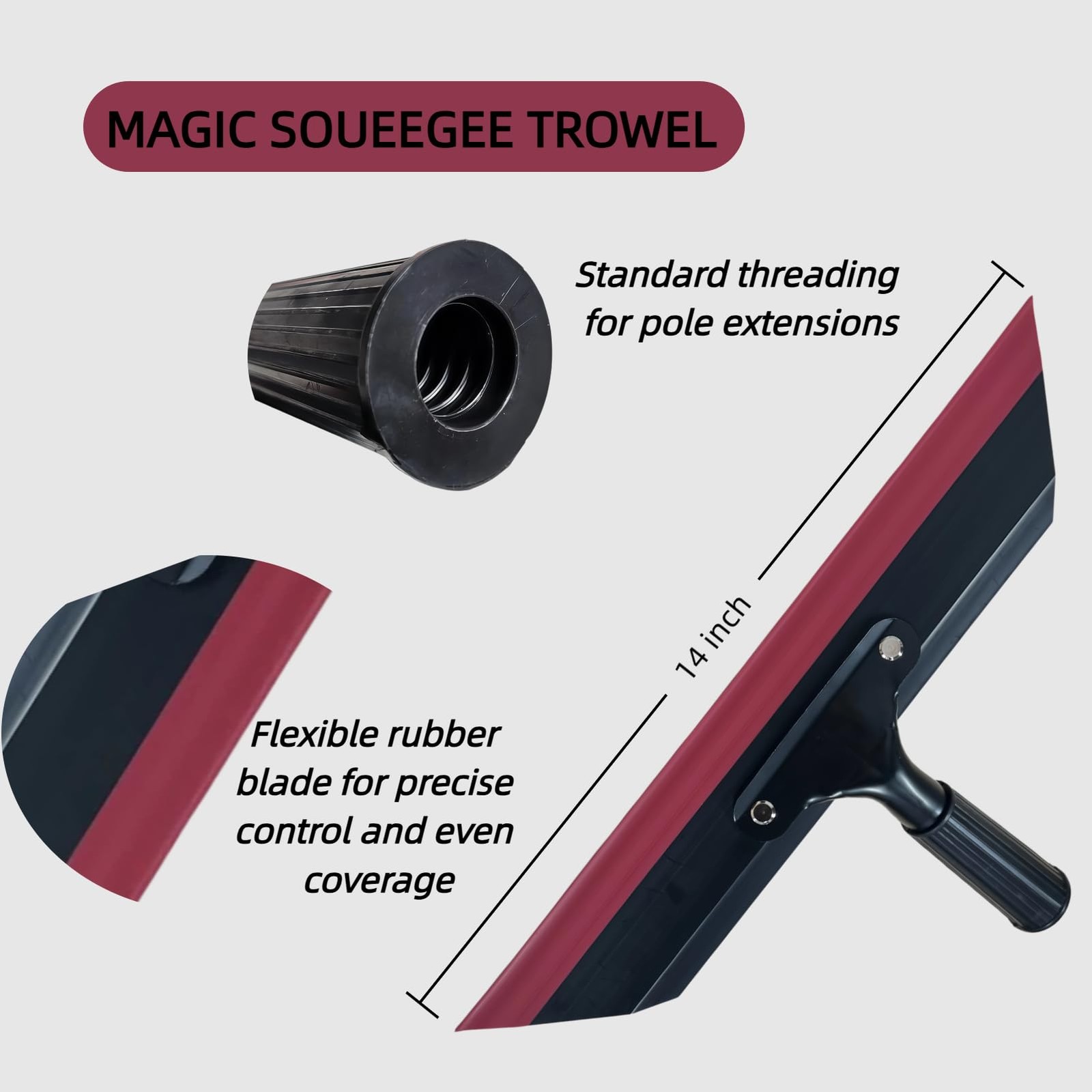 14in Magic Squeegee Trowel, Epoxy Spreader Trowel with Flexible Blade, Smooth…