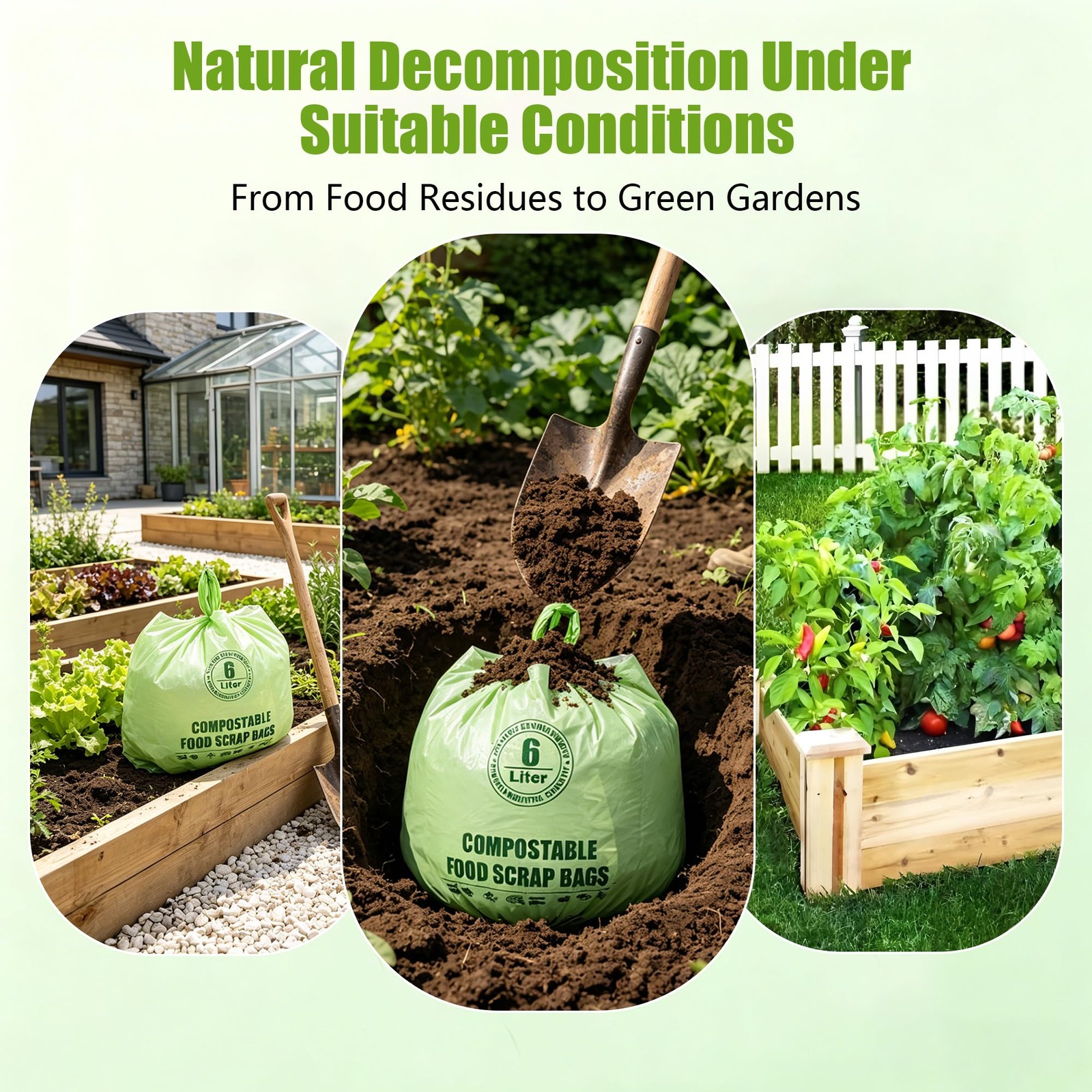 Small Compostable Trash Bags with Handles for Countertop Bin 6L,1.2 Gallon 10…
