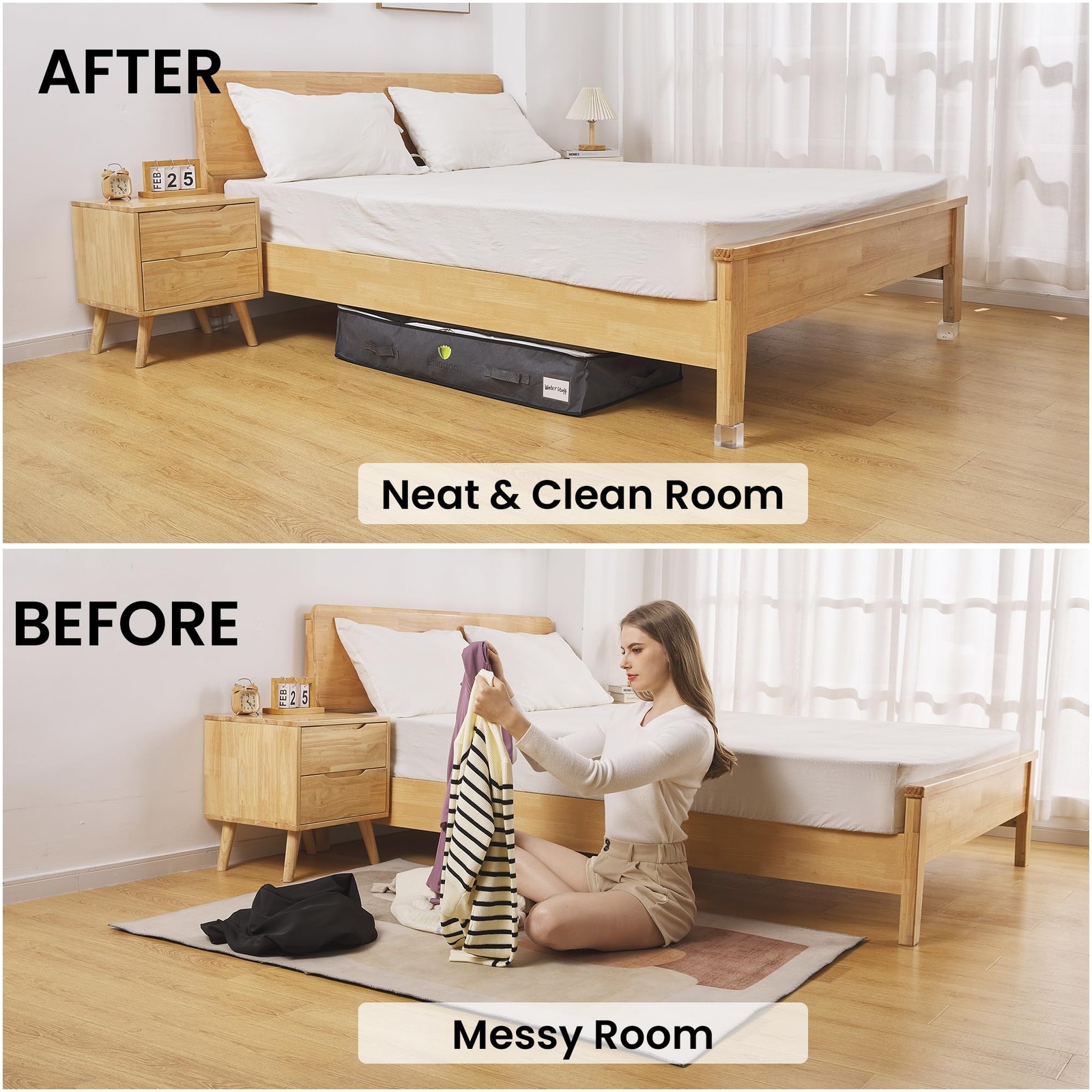 Title: Lightweight Linen Underbed Storage Bags (6-Pack) – Gift Set! 4 Large (…