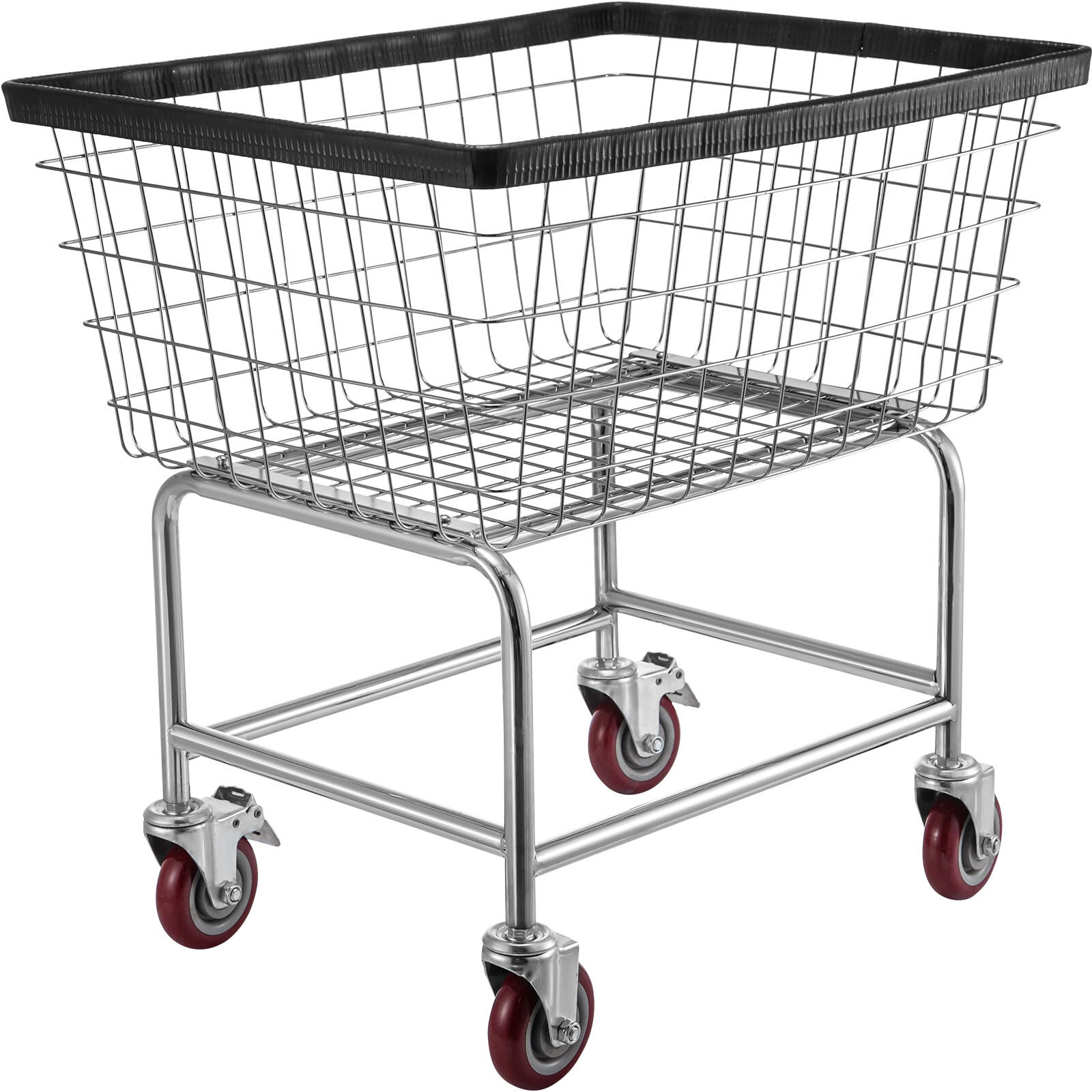 VEVOR Commercial Wire Laundry Basket Cart 2.5 Bushel 22”x27”x27.5”4” Wheels
