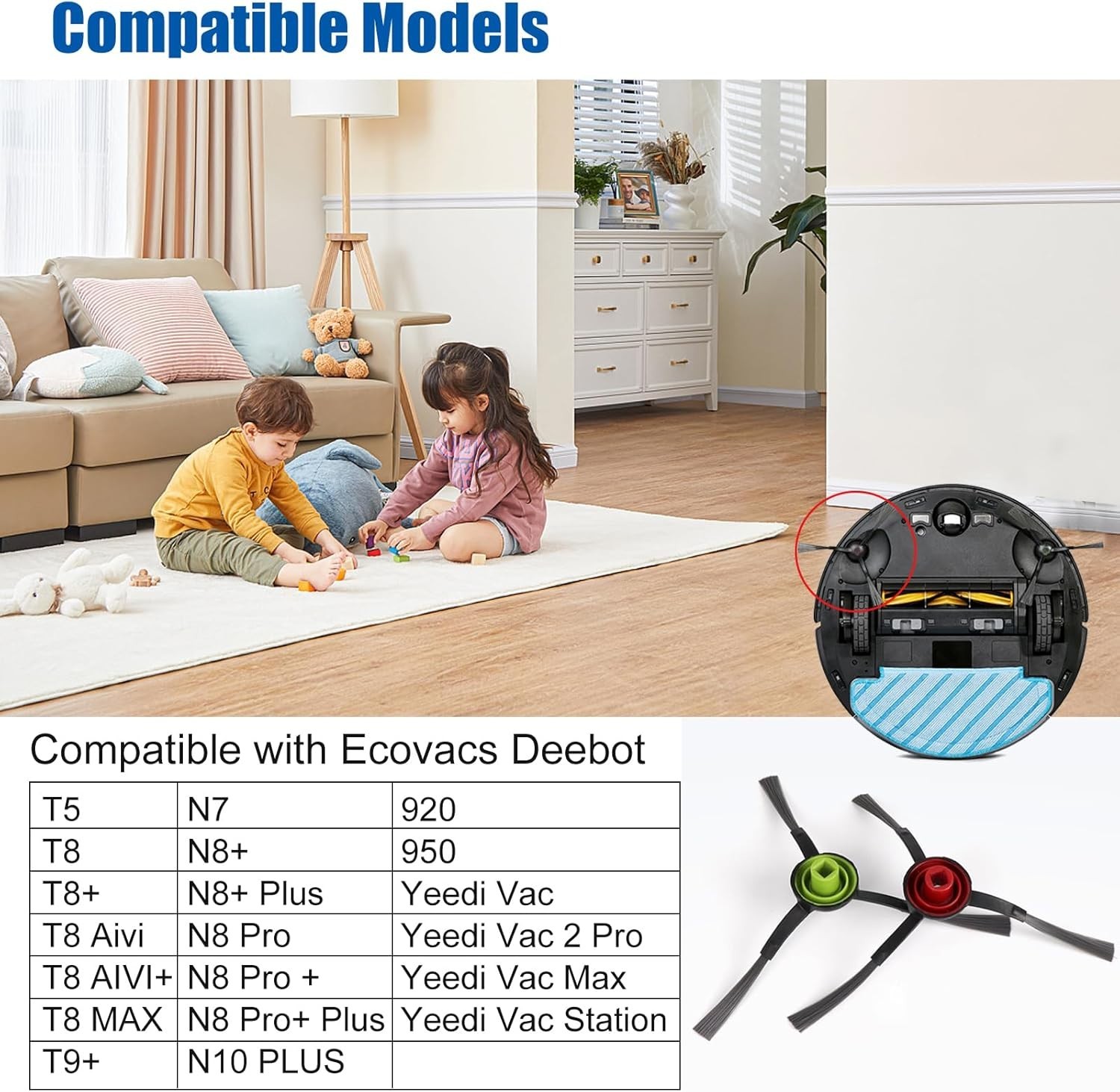 Colorful Replacement Side Brushes for Ecovacs Deebot – 8 Brushes Included