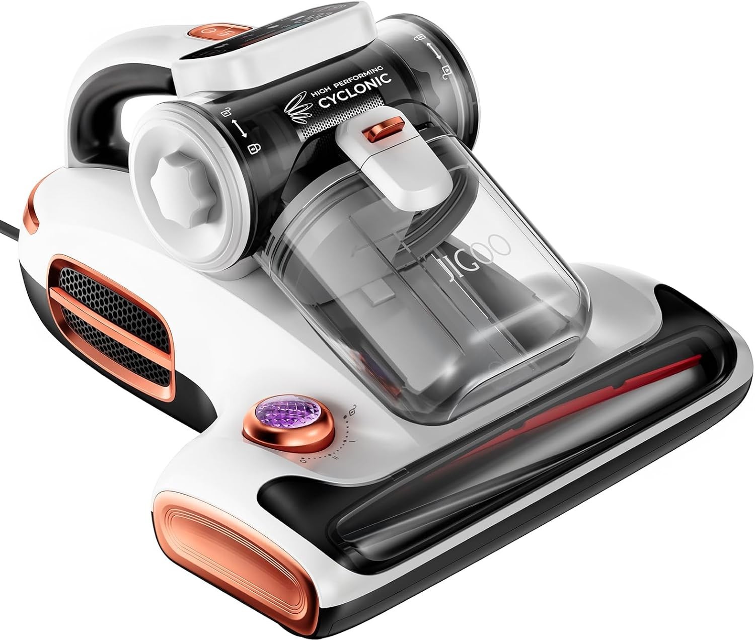 JIGOO T600 White Bed Vacuum Cleaner with UV-C Light, 15Kpa Suction 700W Powerful