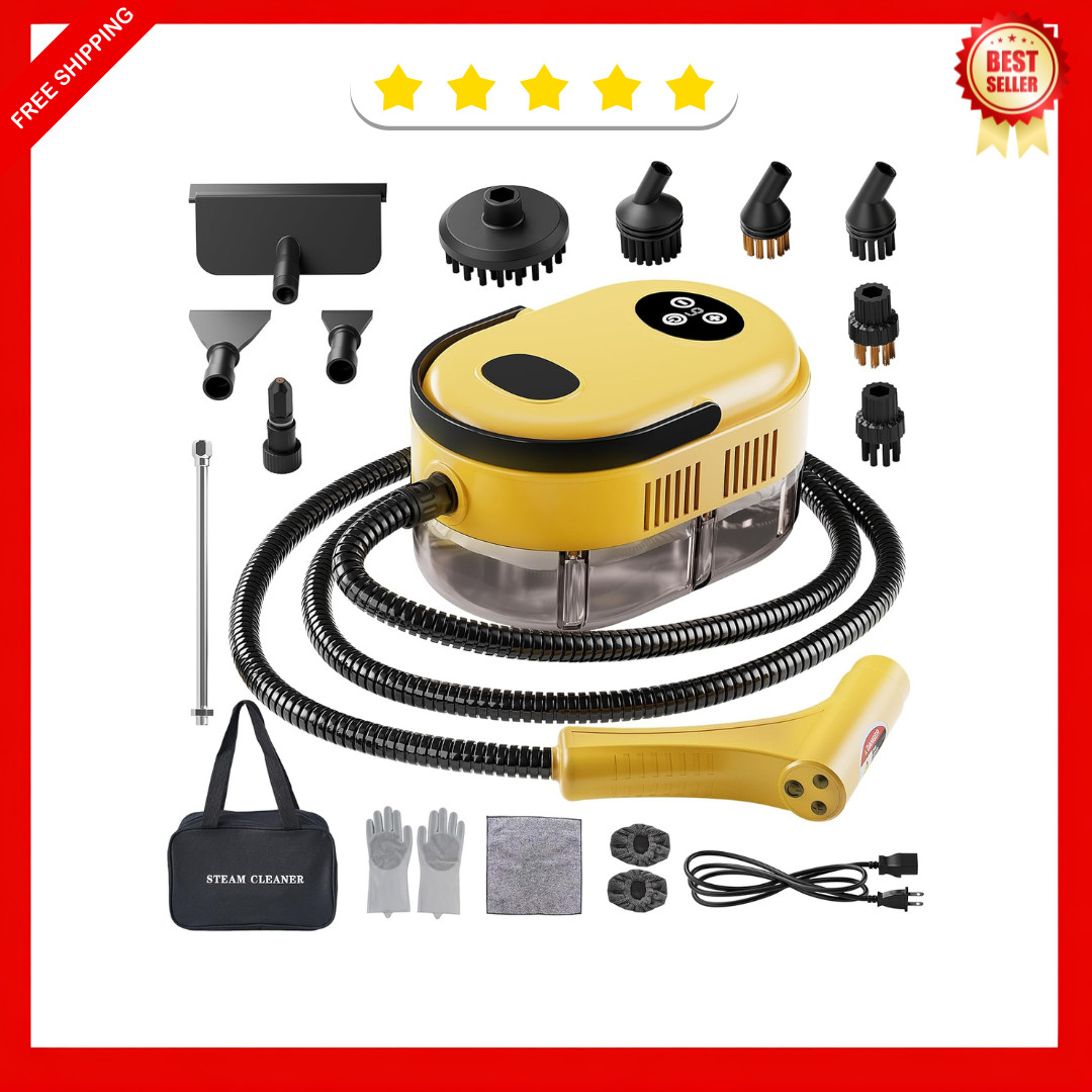 Fast Heating Handheld Steam Cleaner – 15-in-1 High Pressure for Home & Car