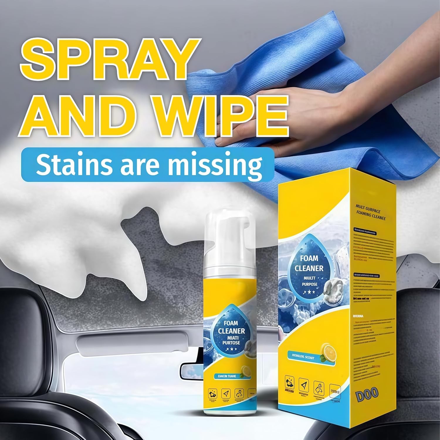 4-in-1 Multi-Enzyme Foam Cleaner, Deep Cleaning Spray for Car Kitchen Bathroom