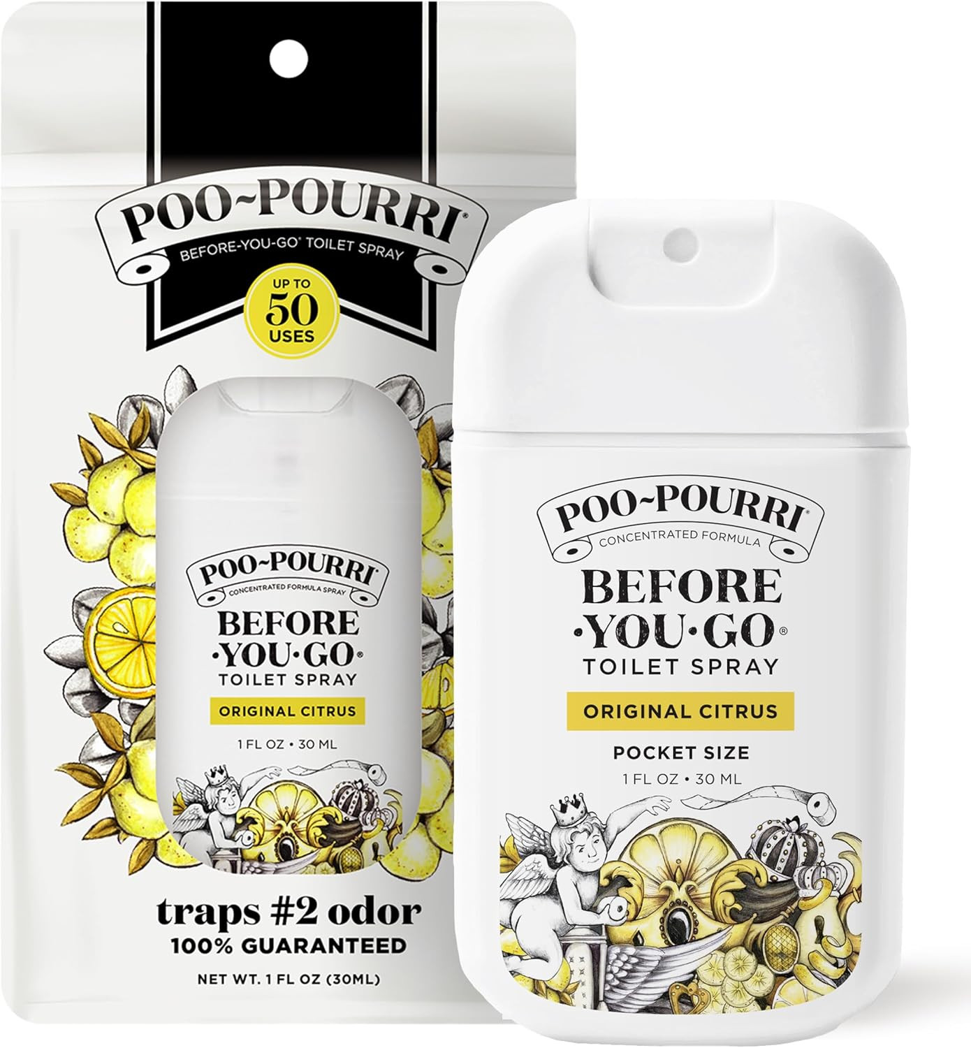 Before-You-Go Pocket Toilet Spray, Travel Essentials, Original Citrus, 1 Fl Oz,
