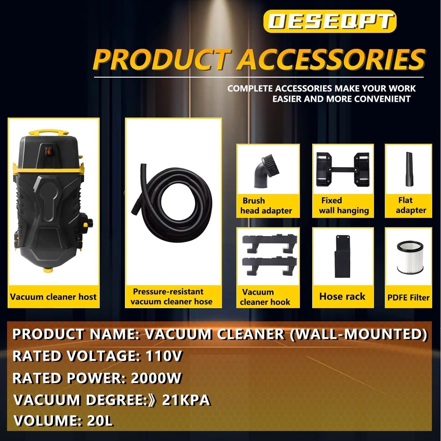 Retractable Wall – Mounted Wet Dry Vacuum Cleaner for Garage & Car Detailing