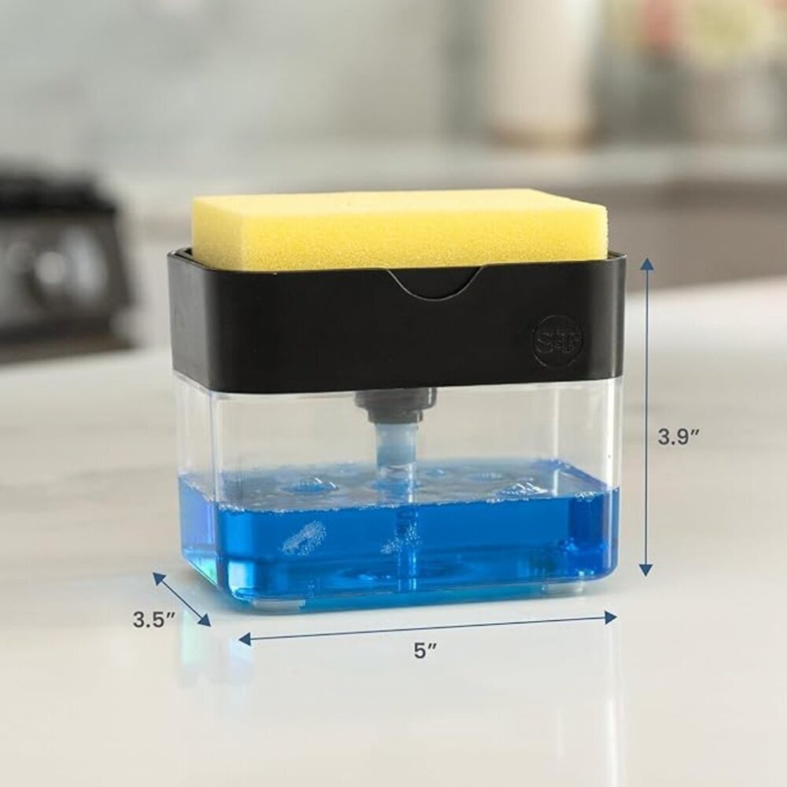 Dish Soap Dispenser Pump and Sponge Holder for Kitchen Sink, 13 Ounces (385ml)