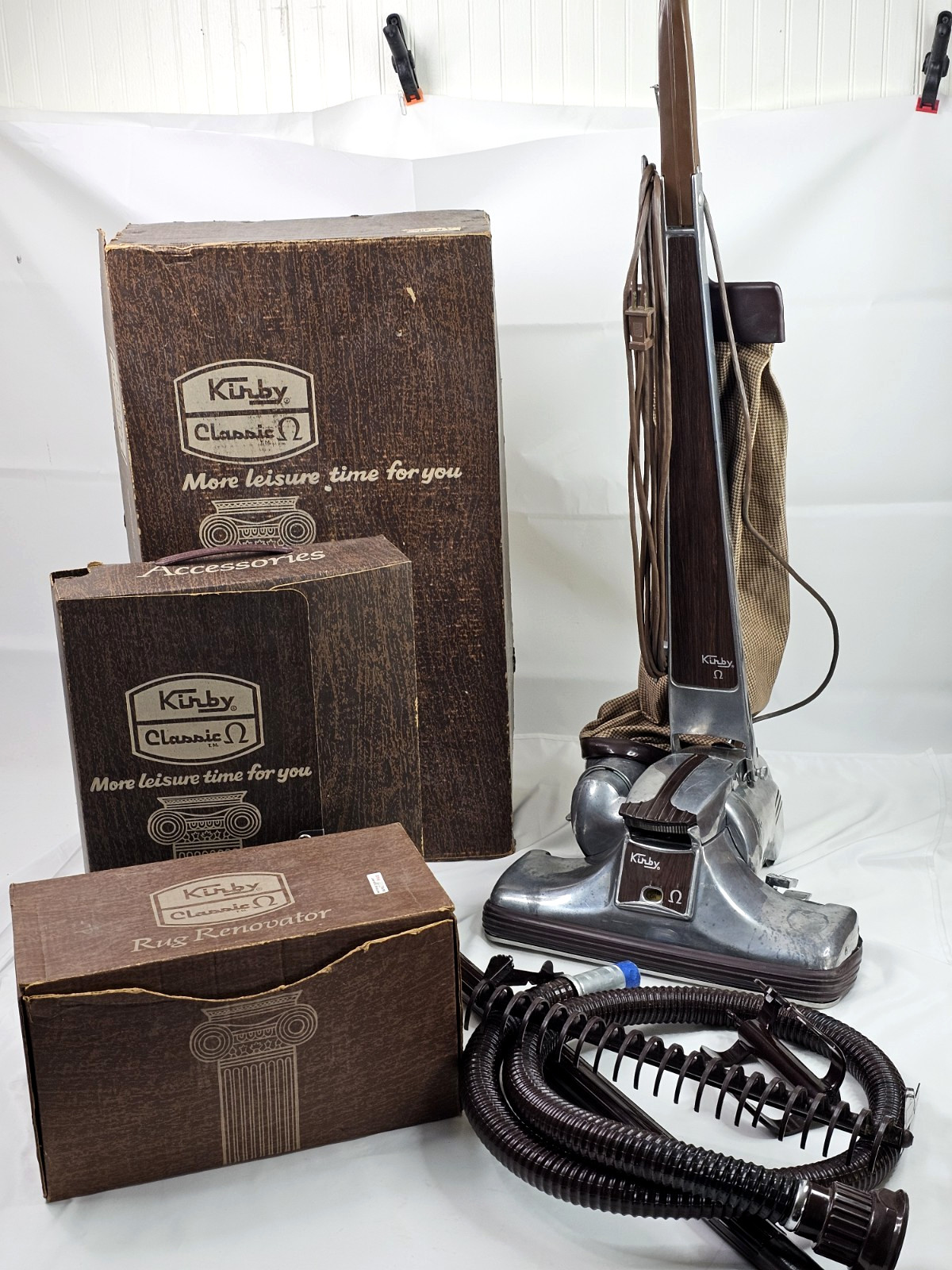 Vintage Kirby Classic Omega 1-CB Vacuum Tested Working Accessories Boxes 1970s