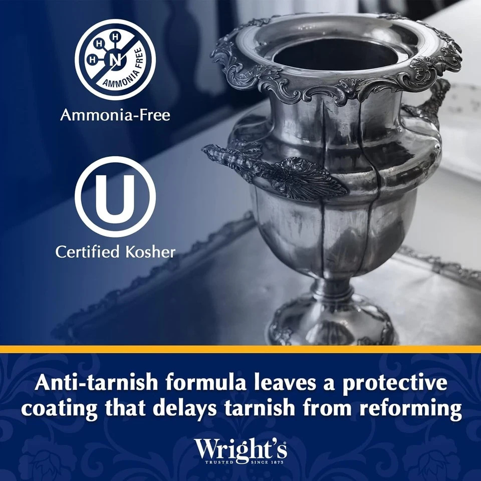 2x Wright’s Silver Cleaner and Polish Cream – 8 oz – Ammonia Free – Gently clean