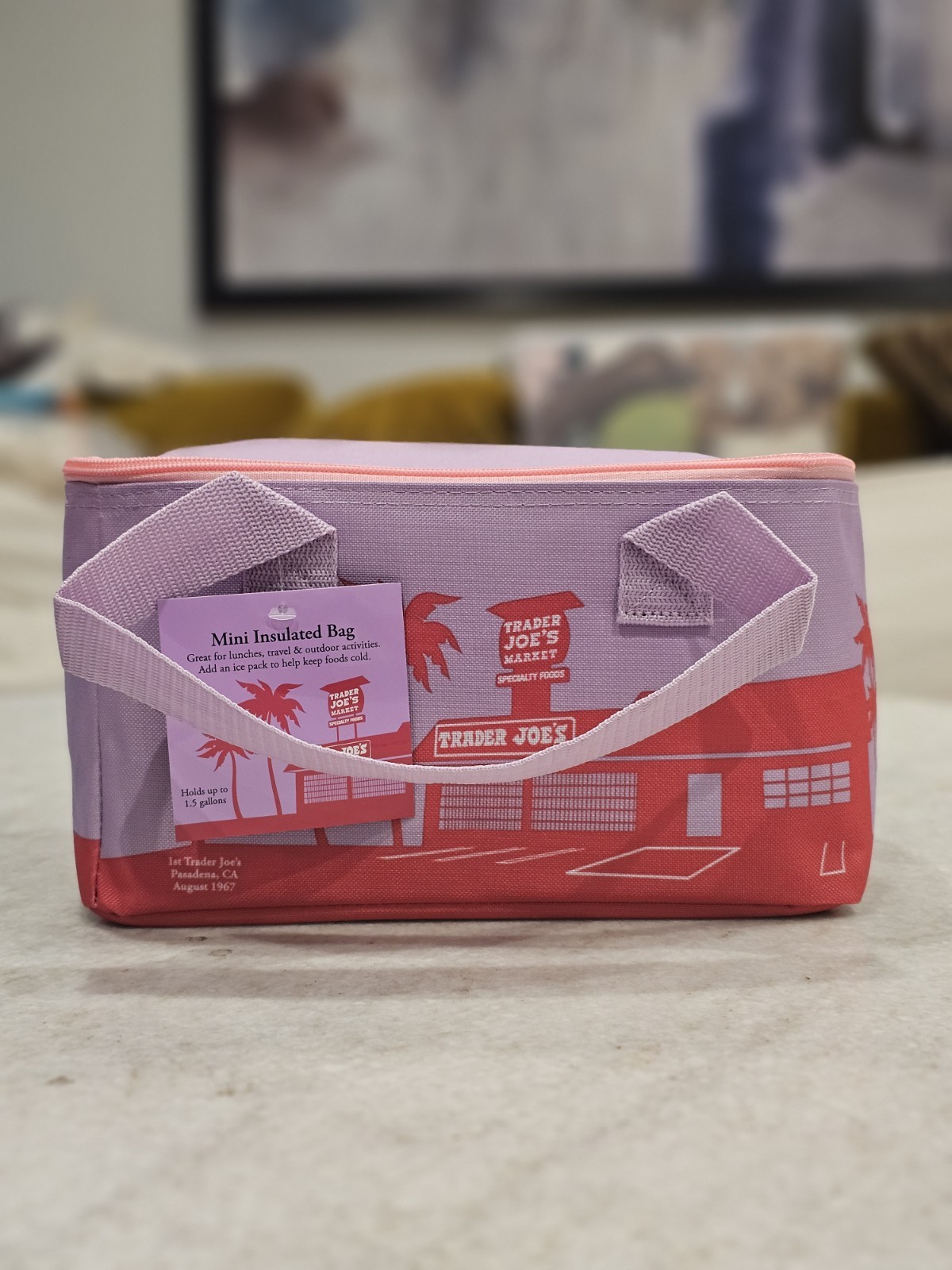 1 Trader Joe’s 2026 Mini Insulated Tote Summer Fun Ltd Ed Pink Violet