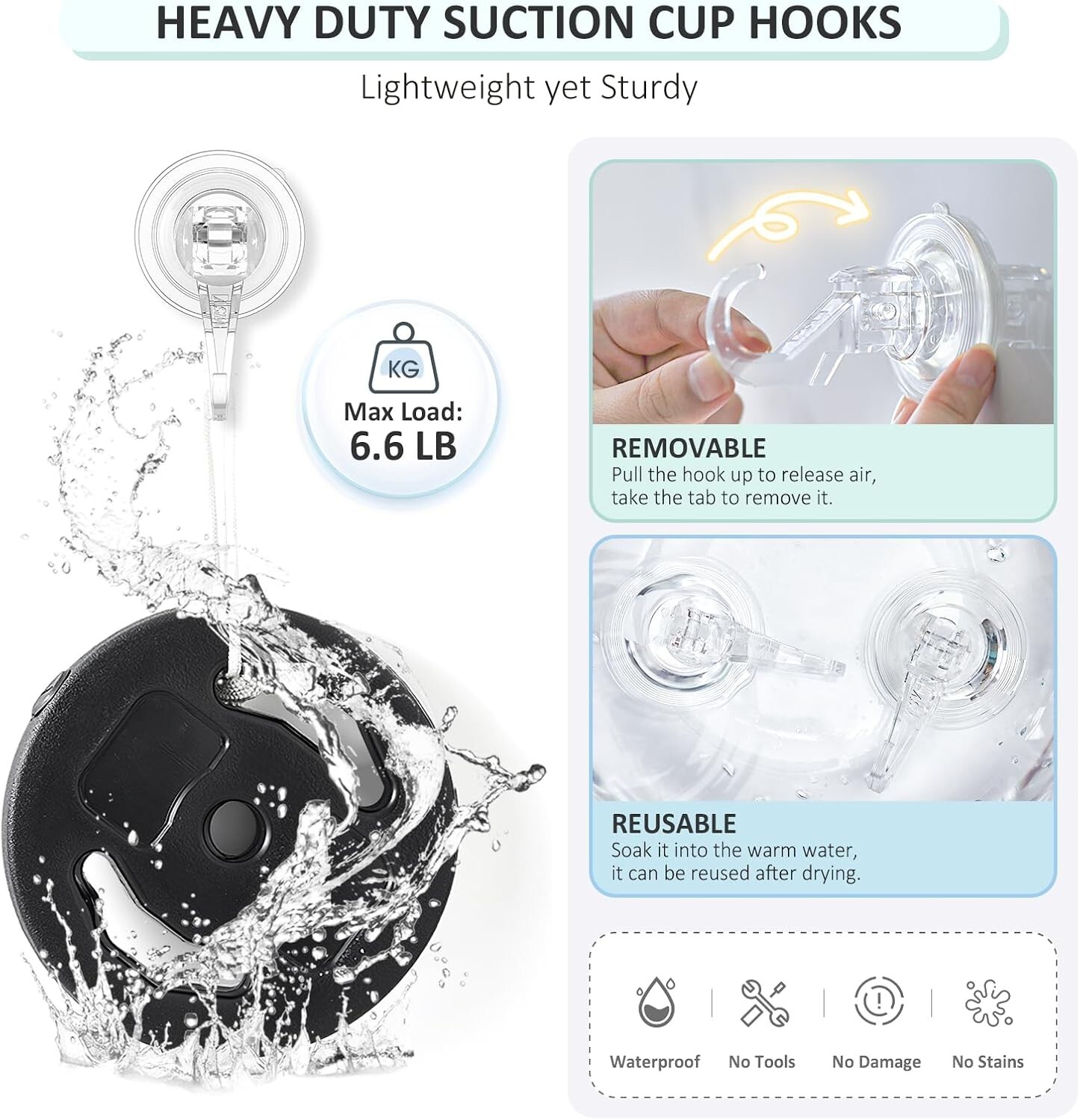 Minimalist 4-Pack Clear Suction Hooks – Perfect for Shower & Home Essentials