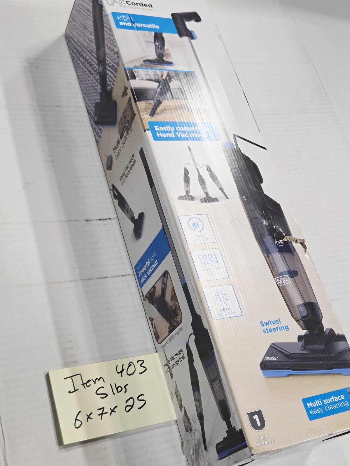 BLACK+DECKER POWERSERIES FLEX Corded 3-in-1 Stick Vacuum 600W HEPA Lightweight