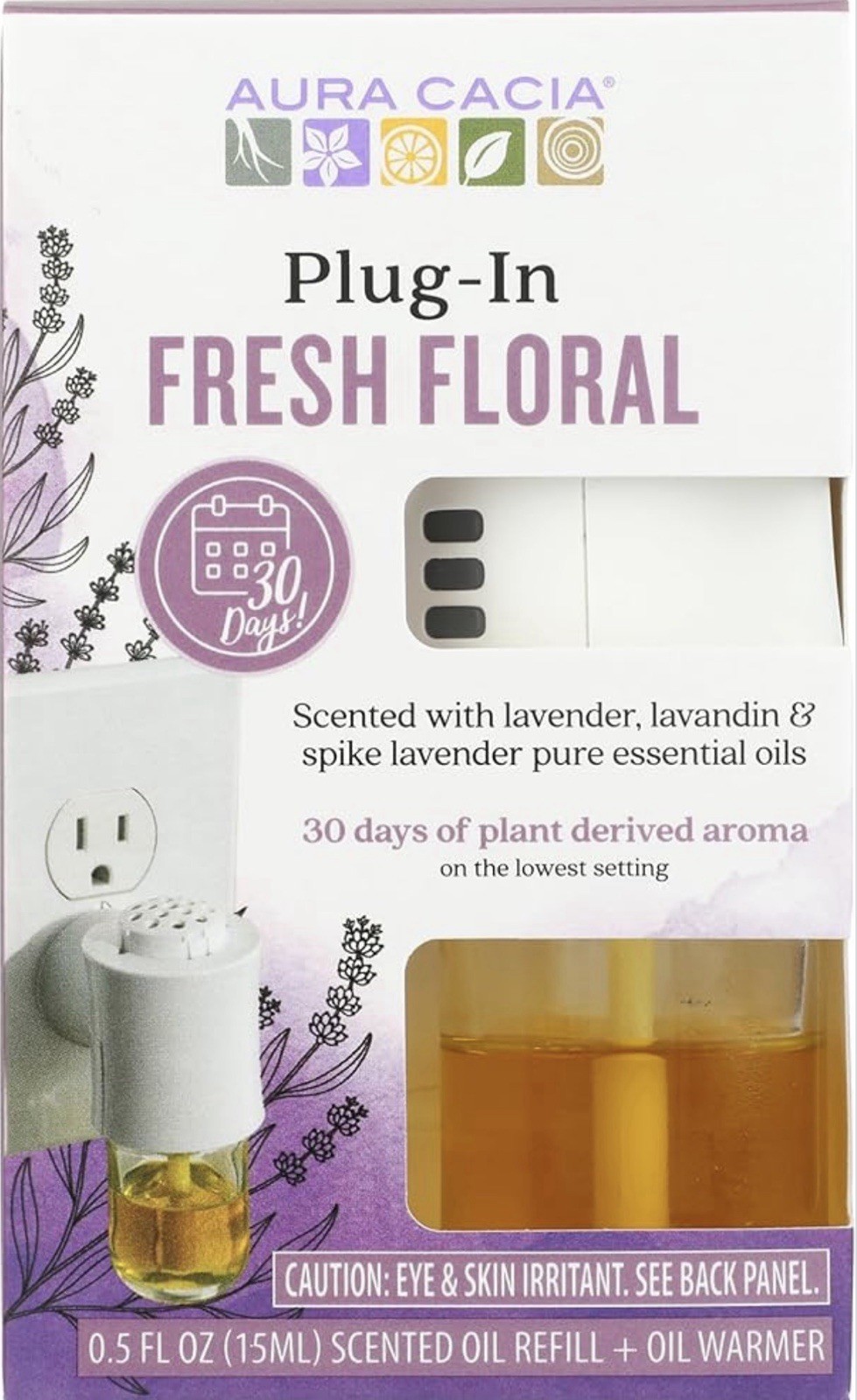 Aura Cacia Fresh Floral Plug-In Air Freshener Lavender 0.5 fl oz – Pack Of 2