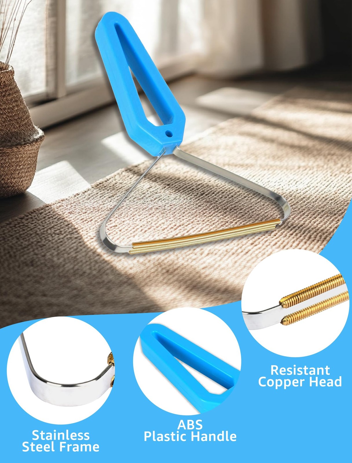 1 PCS Pet Hair Removal Tool – Lint Remover, Carpet Scraper & 1 PCS, Blue