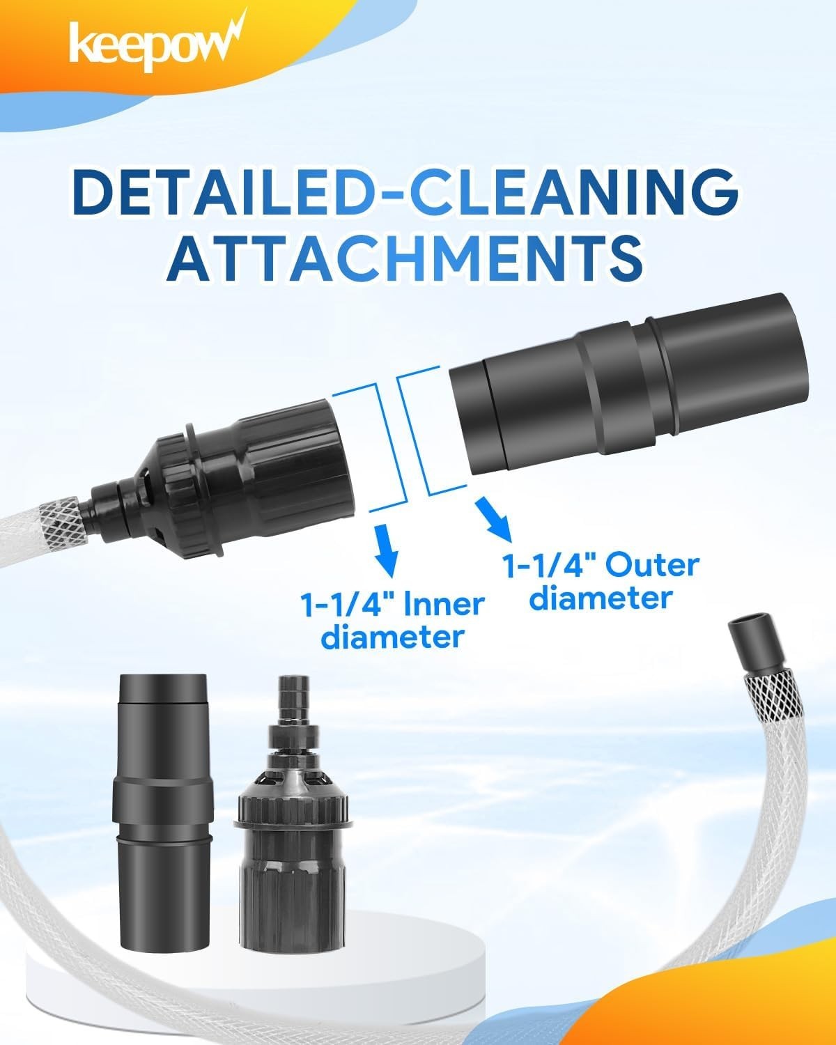 KEEPOW 8Pc Vacuum Attachment Tool Kit Universal Micro Cleaning Accessories Set