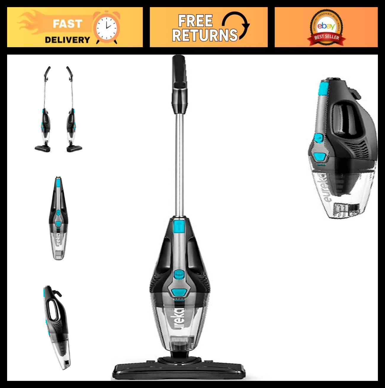 3-in-1 Swivel Handheld & Stick Vacuum Cleaner – Corded, Lightweight, Pet Hair, B