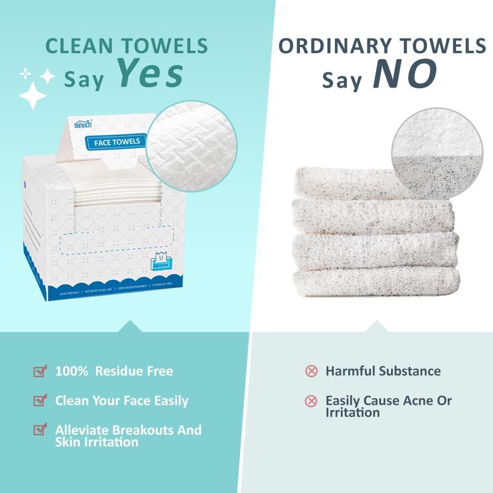 Face Towels, Disposable Face Towelette, Biodegradable Makeup Remover Dry Wipes