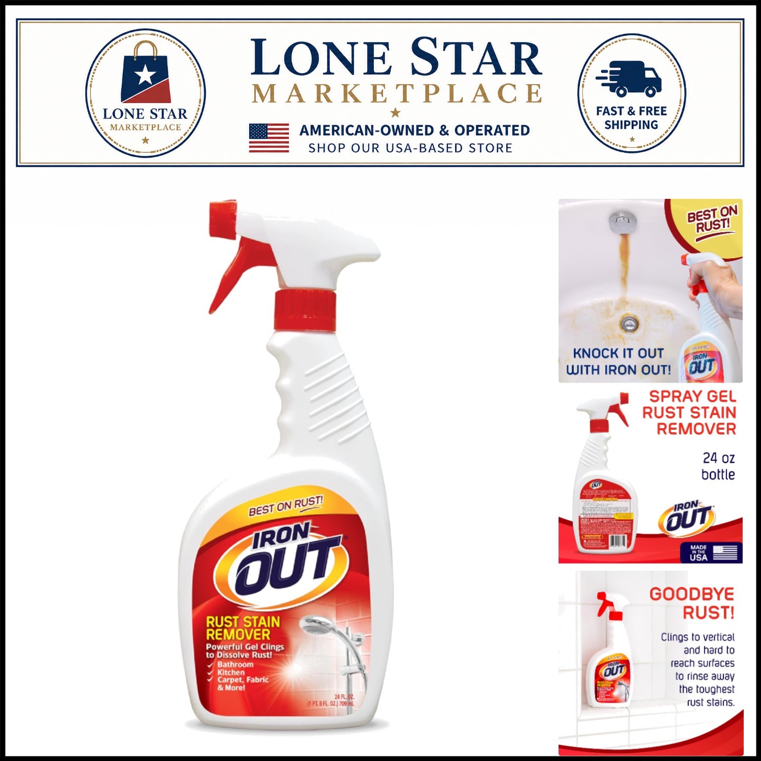 Easy-to-Use Rust Stain Remover Gel – 24 oz Spray for Indoor and Outdoor Cleaning