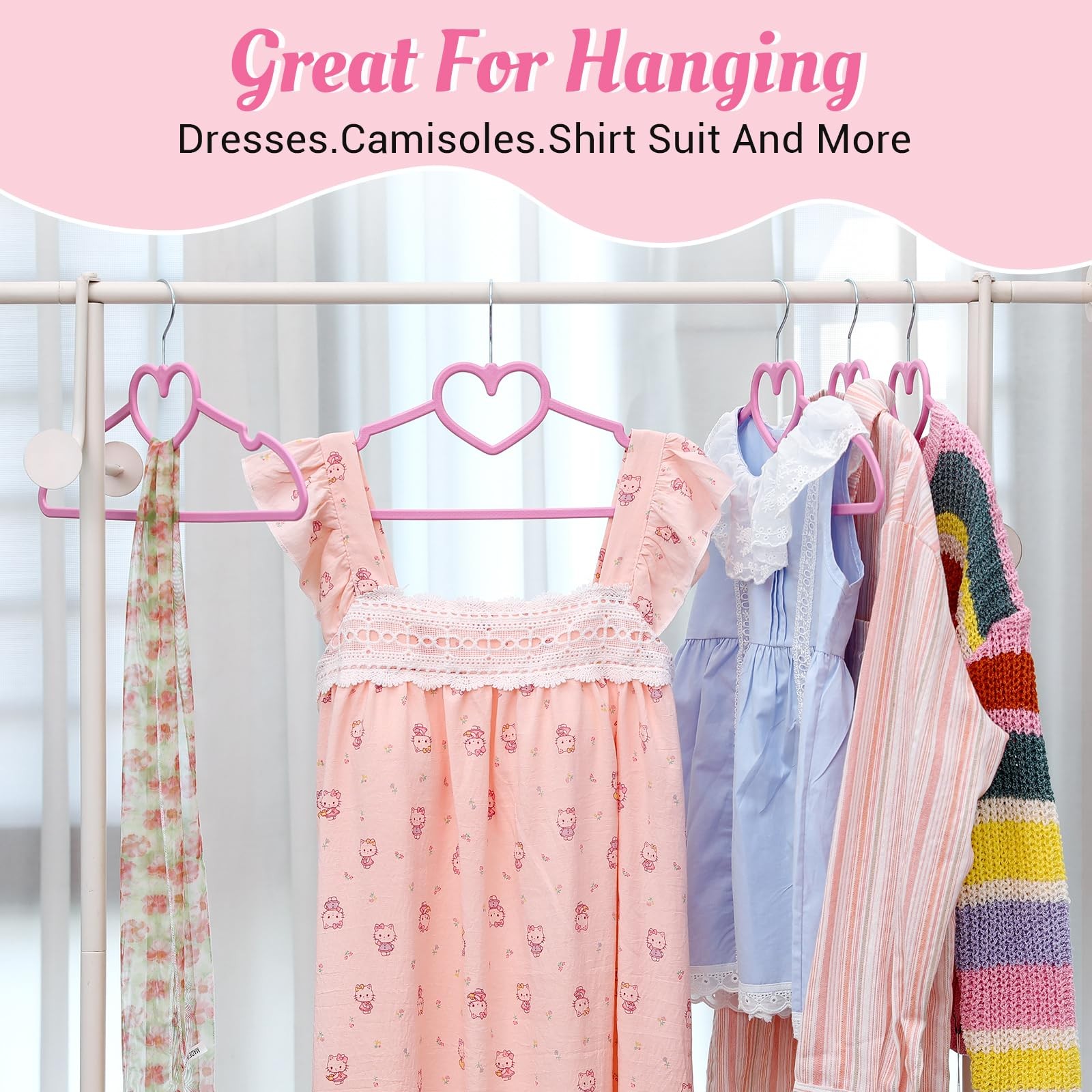 Plastic Hangers 20 Pack Pink Hangers Ultra Thin Space Savingcute Heart Hangers P