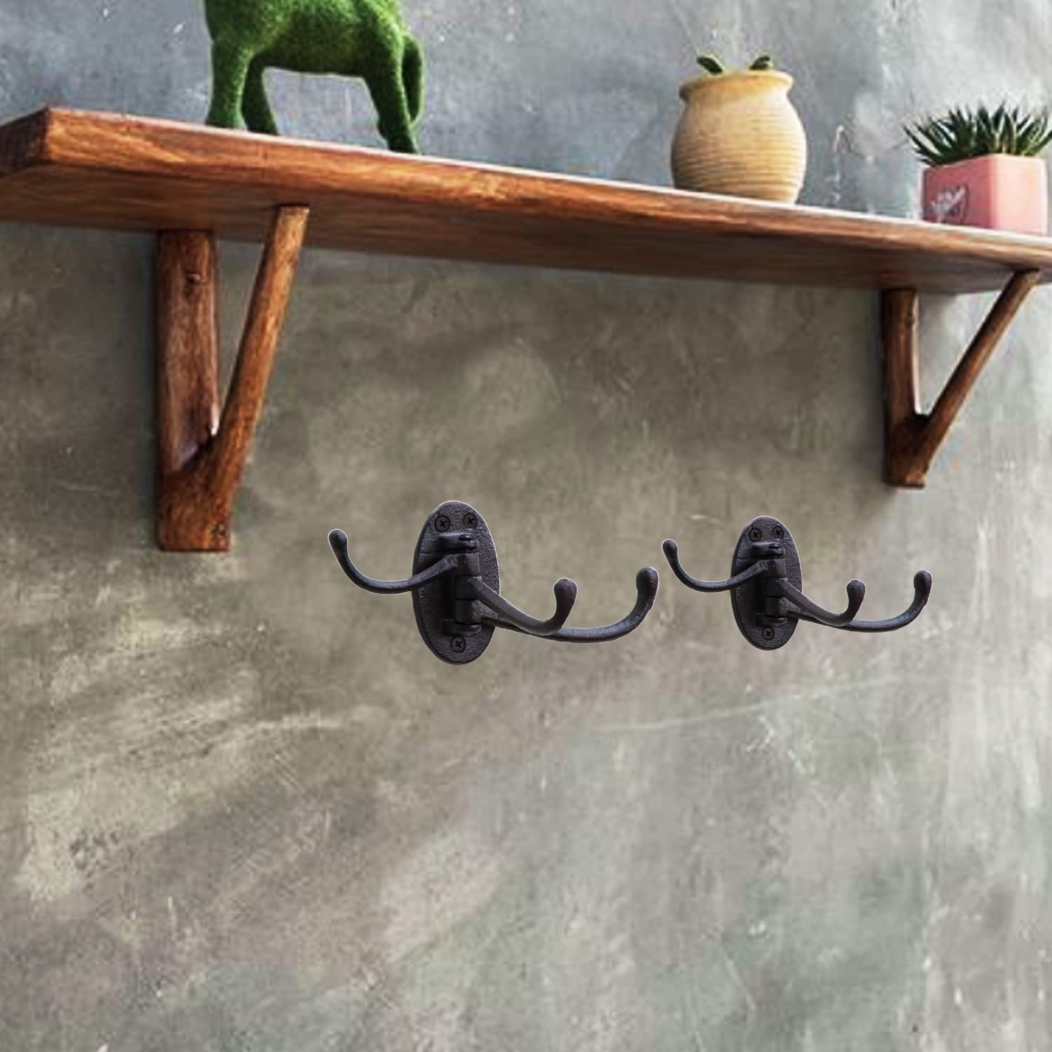 2pcs Vintage Cast Iron Wall Hooks Coat Rack Hooks Vintage Towel Hook Decorative