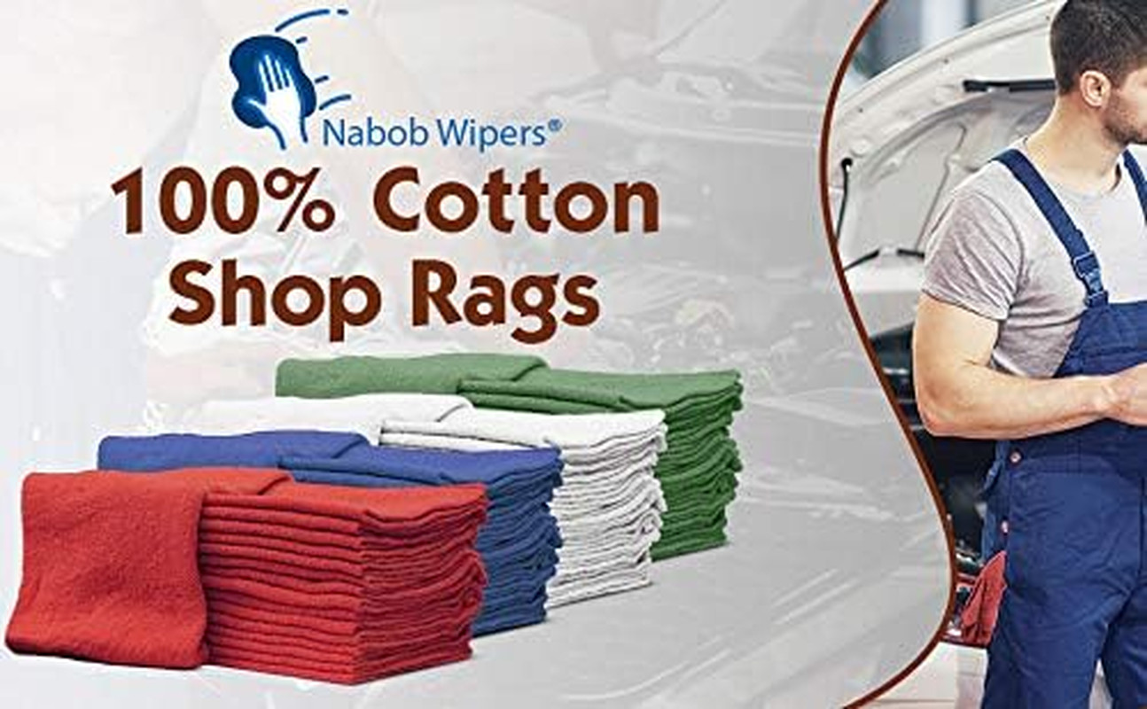 25 Pack 14×14 Cotton Shop Towels Red Reusable Mechanic Cleaning Rags Bulk