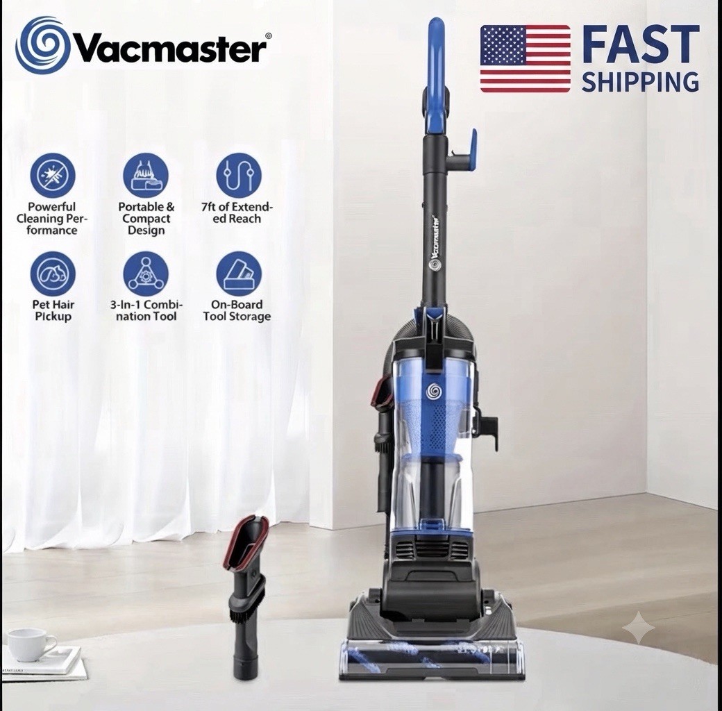 Vacmaster Upright Vacuum Cleaner 1150W 17ft Cord Pet Hair Carpet Hard Floor