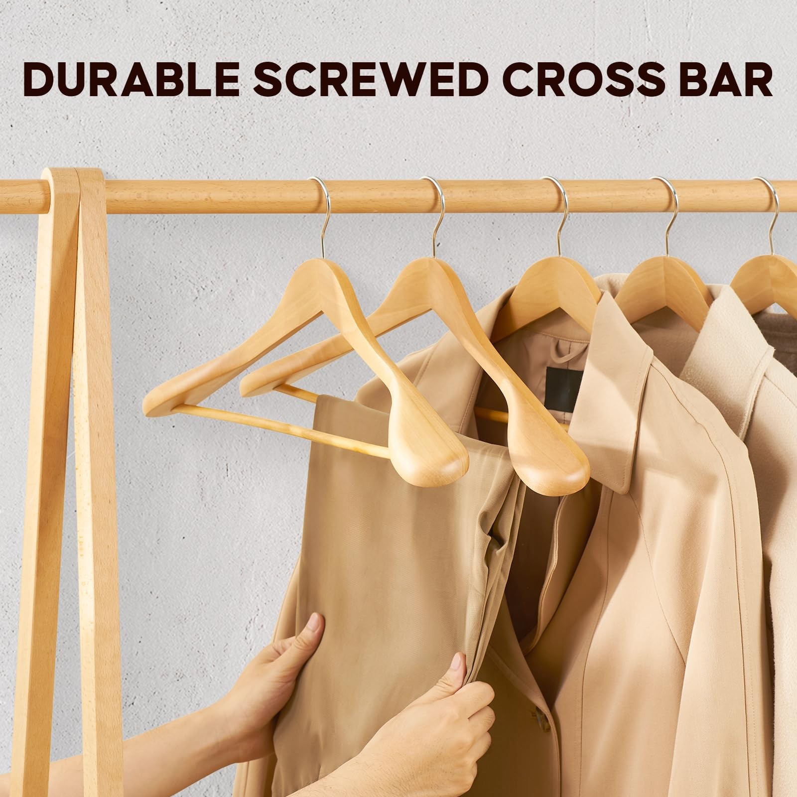 Suit Hangers, 6 Pack Heavy Duty Wooden with Extra Wide Shoulder, 17.5″ Luxury…