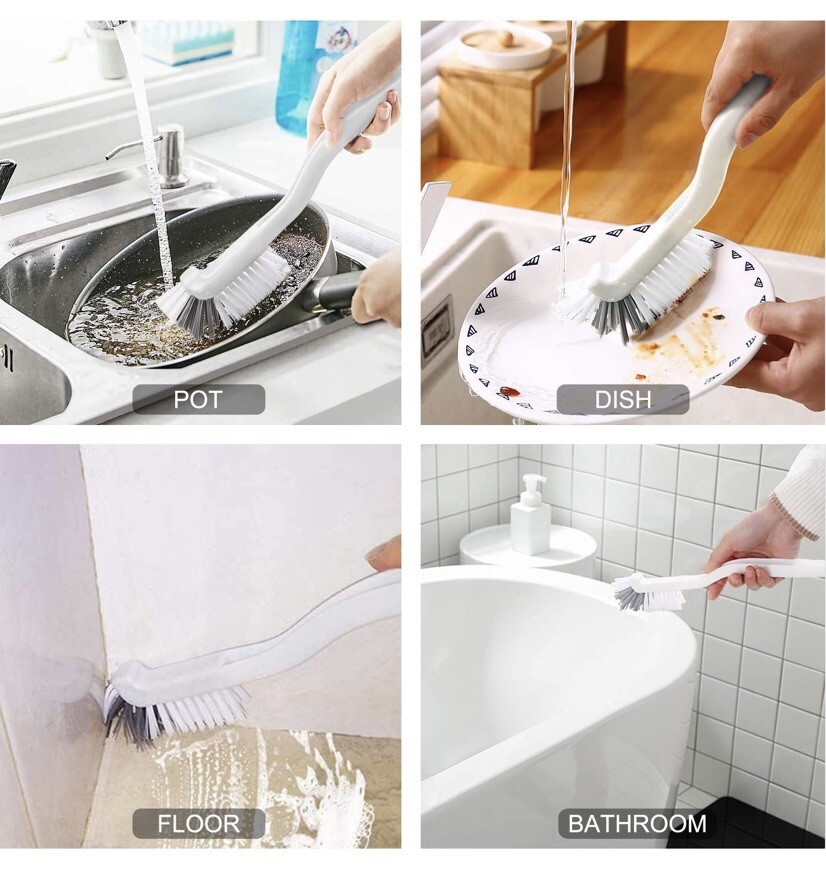 🌟2-Pack Kitchen Scrub Brush Set For Bottles, Dishes, Window, Grout Edges Corner