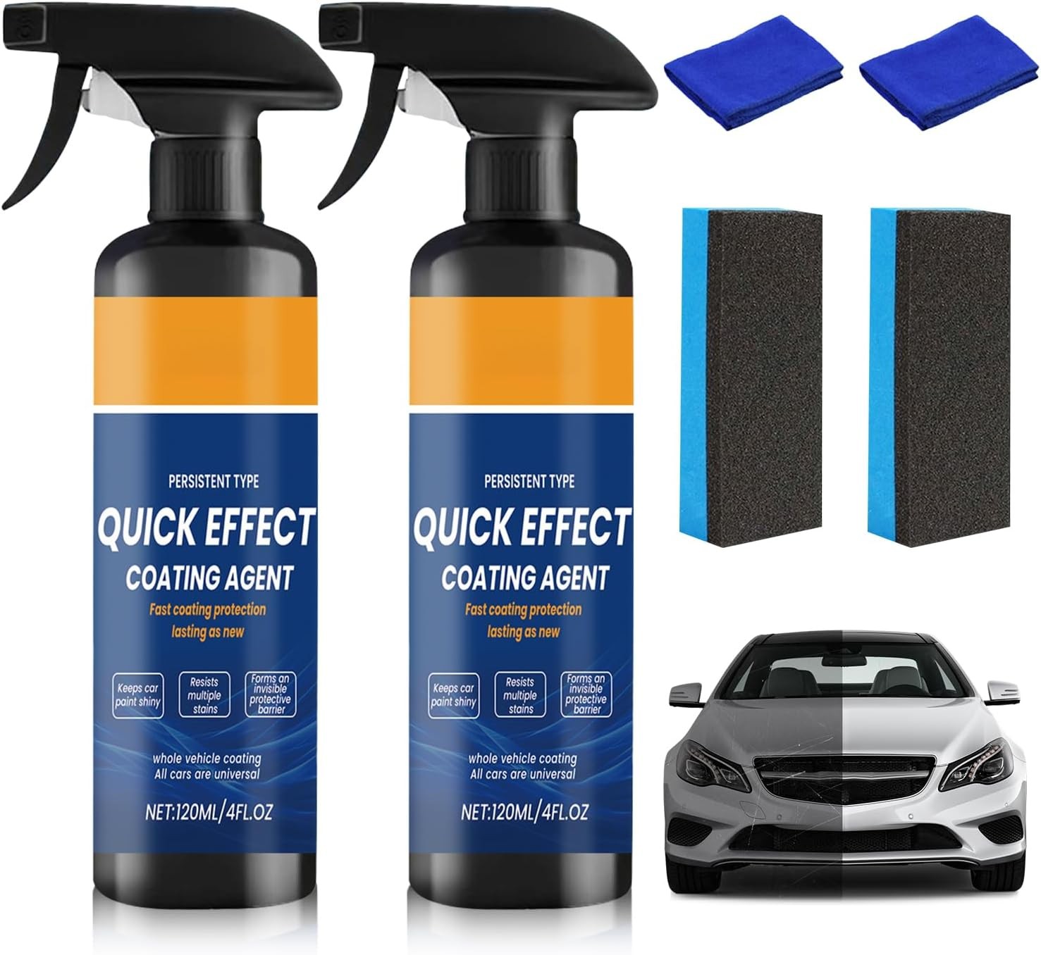 2PCS Car Coating Spray,Quick Effect Coating Agent,Car Scratch Wax Polish Spray