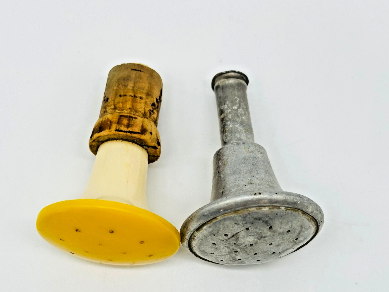Vintage Laundry Bottle Sprinkler Top Aluminum & Yellow Plastic