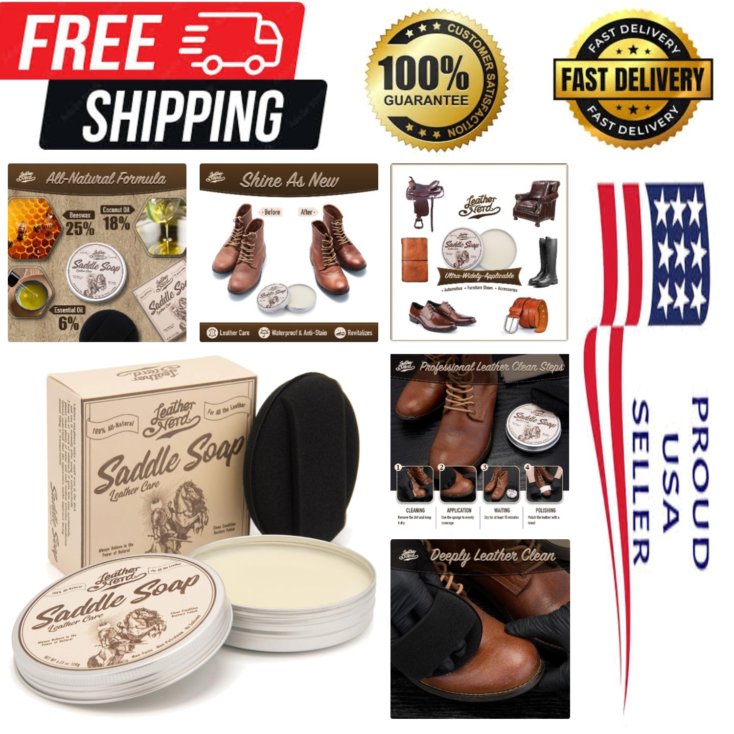 Deep Cleaning Saddle Soap with Sponge – 4.23 Oz – Restore & Protect Your Leather