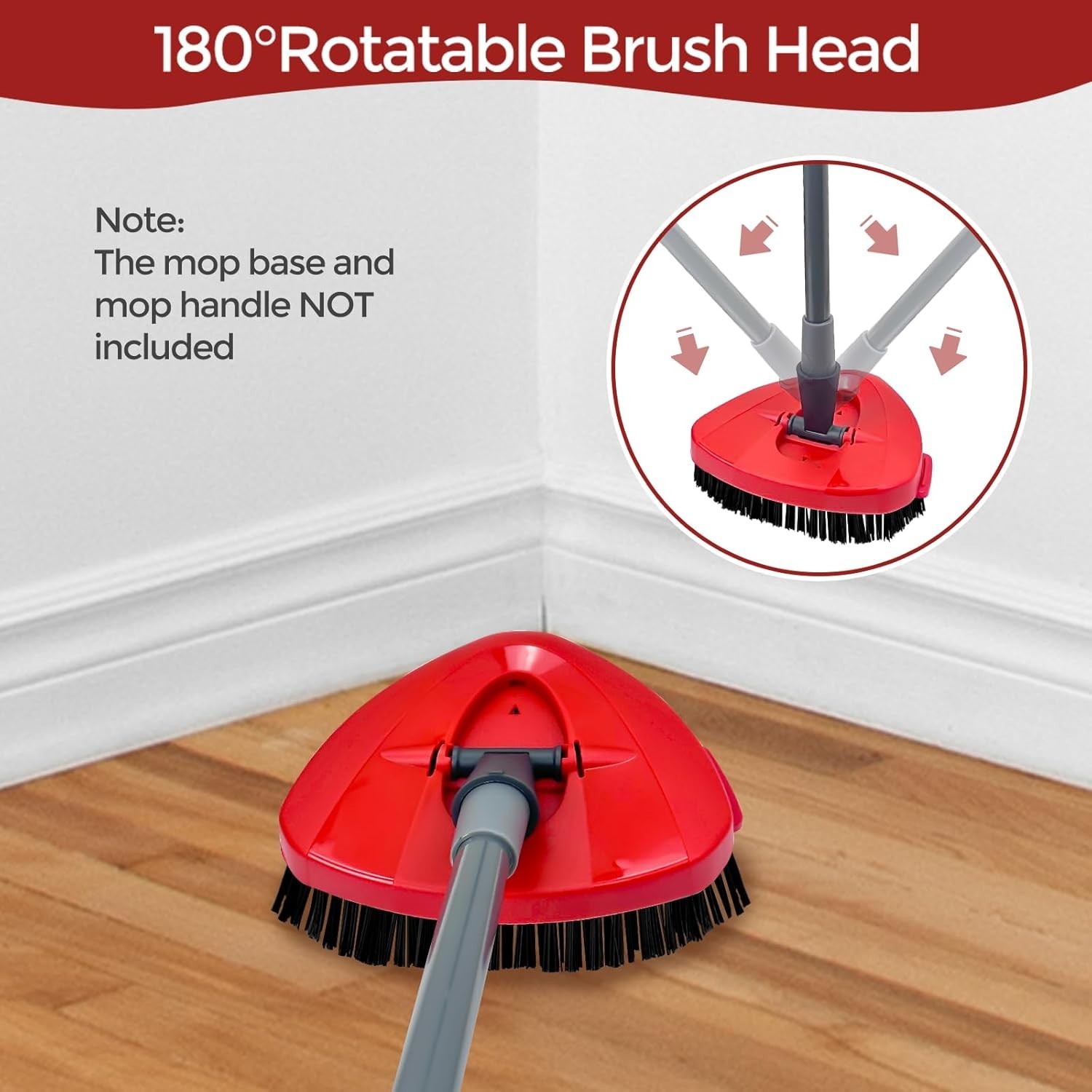Mop Scrubber Head (2X) Stiff Nylon Bristles for Kitchen Bath Floor Tile & Walls