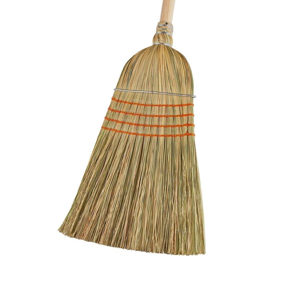 Giant Commercial Corn Broom 15 Inch Sweeping Width Heavy Duty Use Straw Cleaning