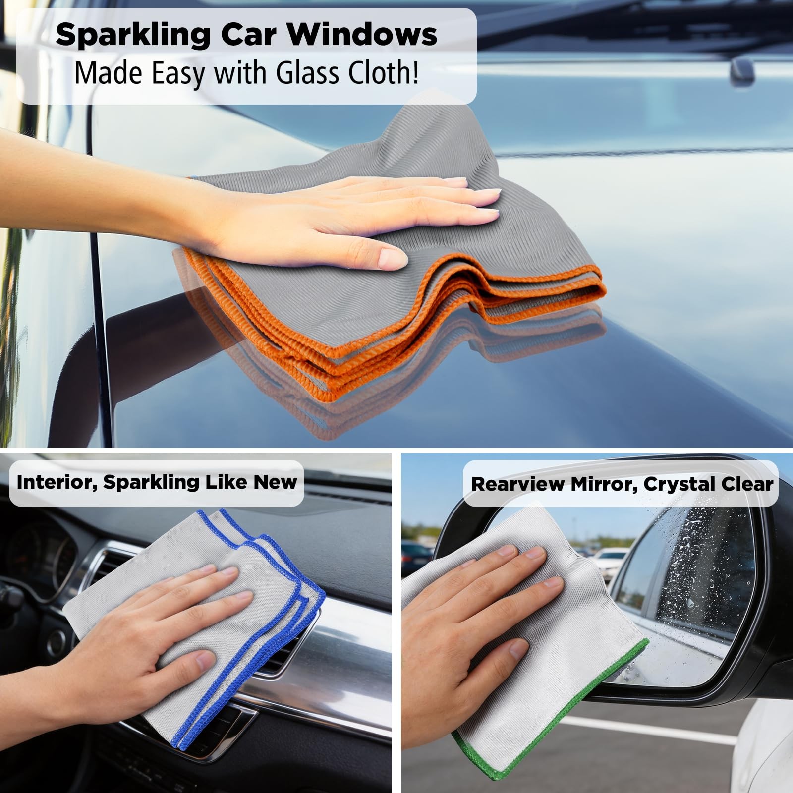 Puomue 12 Pack Microfiber Glass Cleaning 13.8” X 10.8″, Sliver-multicolor