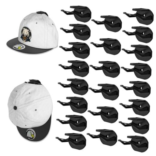 22 Pack Adhesive Hat Hooks for Wall, Super Strong Hat Rack for Black 22Pack